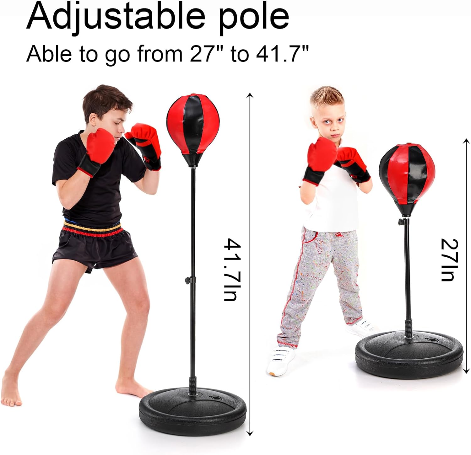 WUWEOT Juego de saco de boxeo para niños, pelota de boxeo con soporte de altura y guantes de entrenamiento de boxeo, regalo ideal para Navidad,