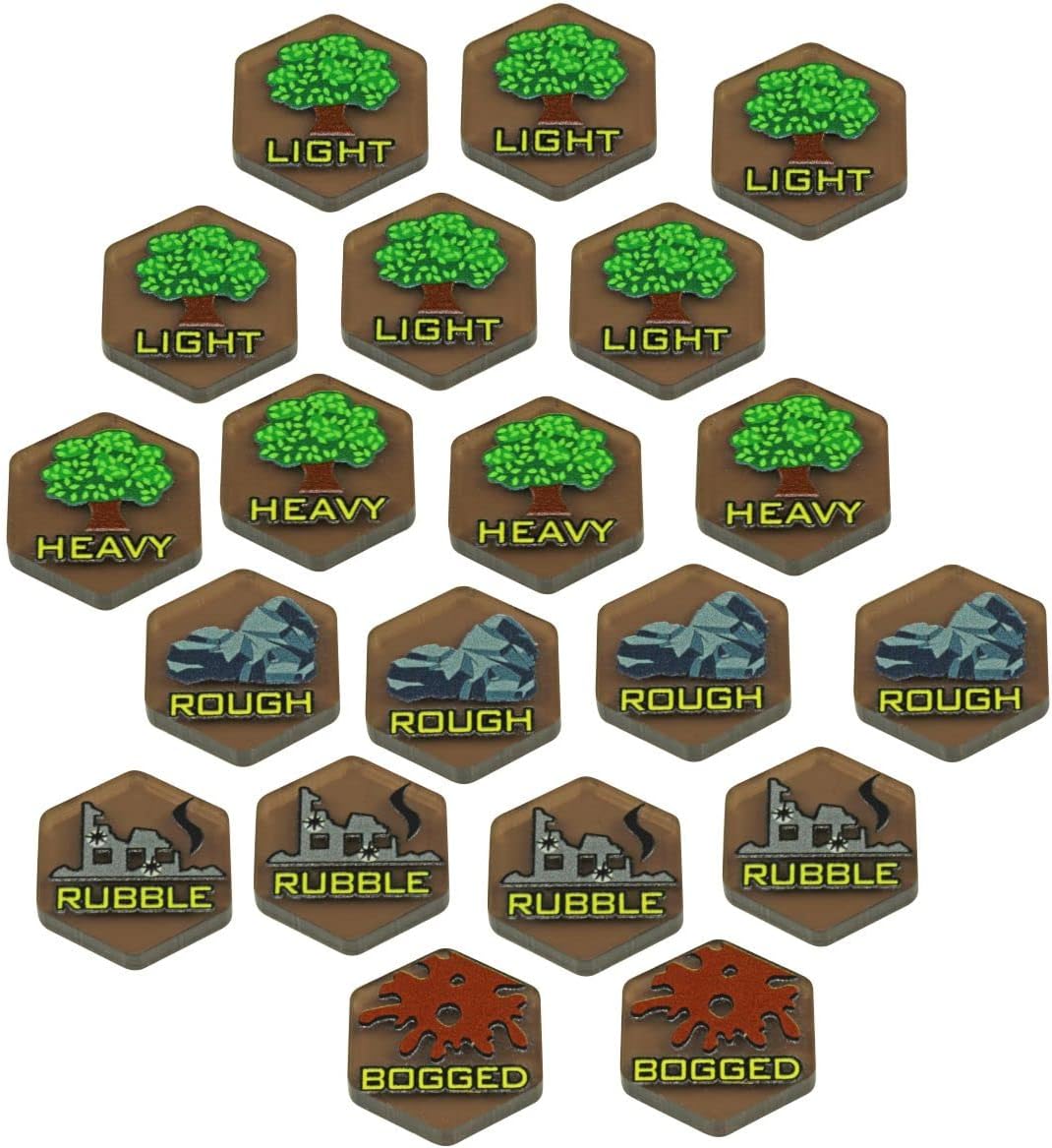 LITKO Tokens de terreno Mecha Battlefield de primera calidad  Compatible con BattleTech  Juego de 10 unidades (paquete variado)