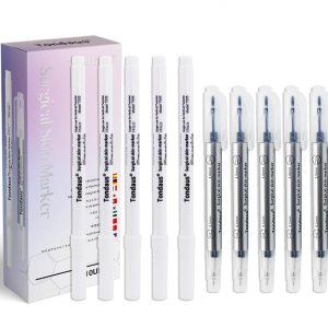 10 marcadores de piel microblading para tatuajes, marcadores de posición de maquillaje permanente, punta quirúrgica estéril con regla de papel para 10 marcadores de piel microblading para tatuajes, marcadores de posición de maquillaje permanente, punta quirúrgica estéril con regla de papel para