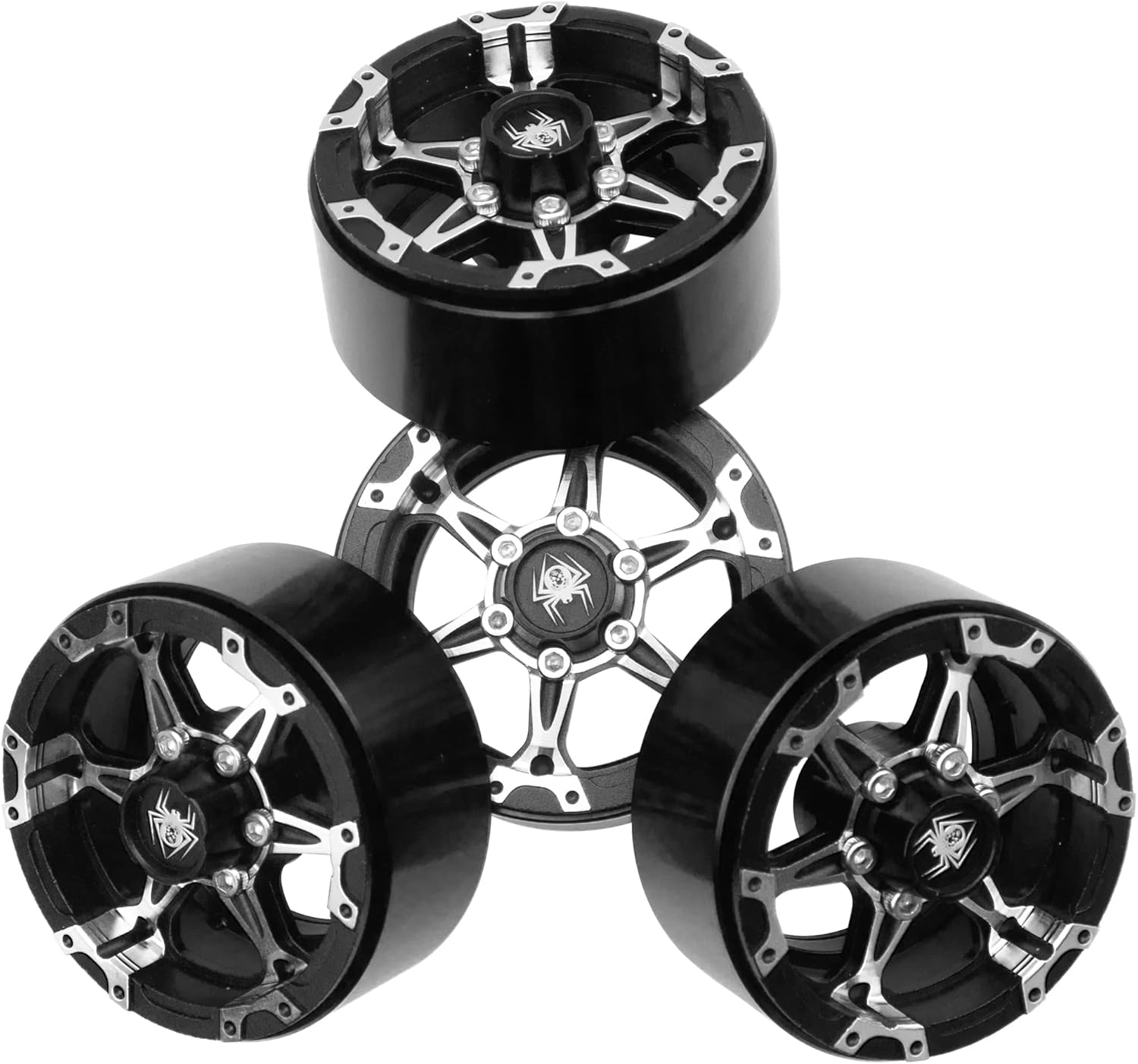 Paquete de 4 ruedas Vgoohobby de metal Beadlock de 1.9, juego de llantas de 6 radios compatibles con Traxxas TRX4 Axial SCX10 AXI03007 Tamiya CC01