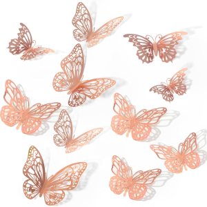 72 decoraciones de mariposa de oro rosa, decoración de mariposa 3D con 3 estilos 3 tamaños, calcomanías extraíbles de mariposa de oro rosa para 72 decoraciones de mariposa de oro rosa, decoración de mariposa 3D con 3 estilos 3 tamaños, calcomanías extraíbles de mariposa de oro rosa para