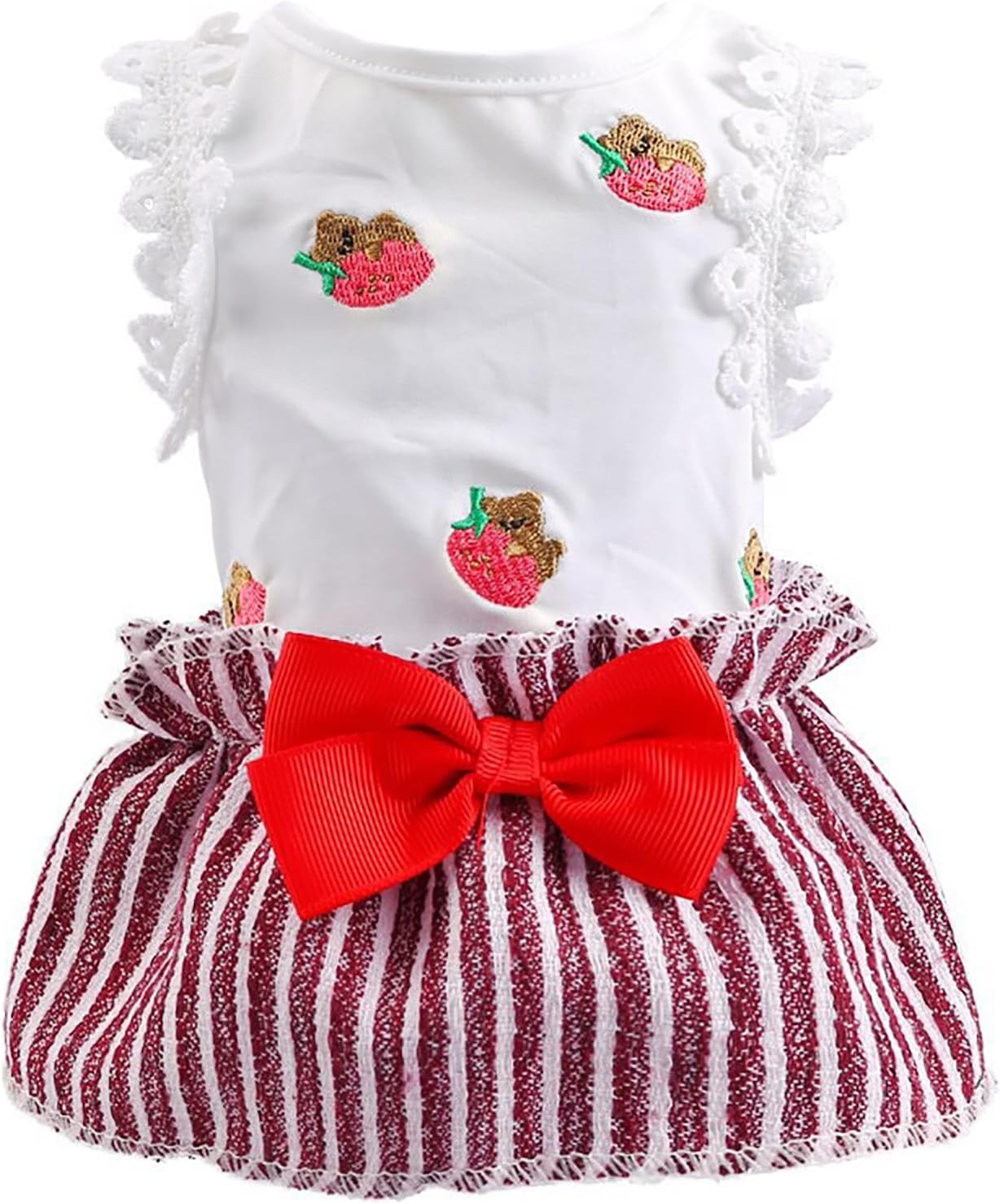 Vestidos de verano para cachorros, elegante, vestido de encaje con lazo, ligero, transpirable, de algodón, ropa de gato para peluche, pomerania,