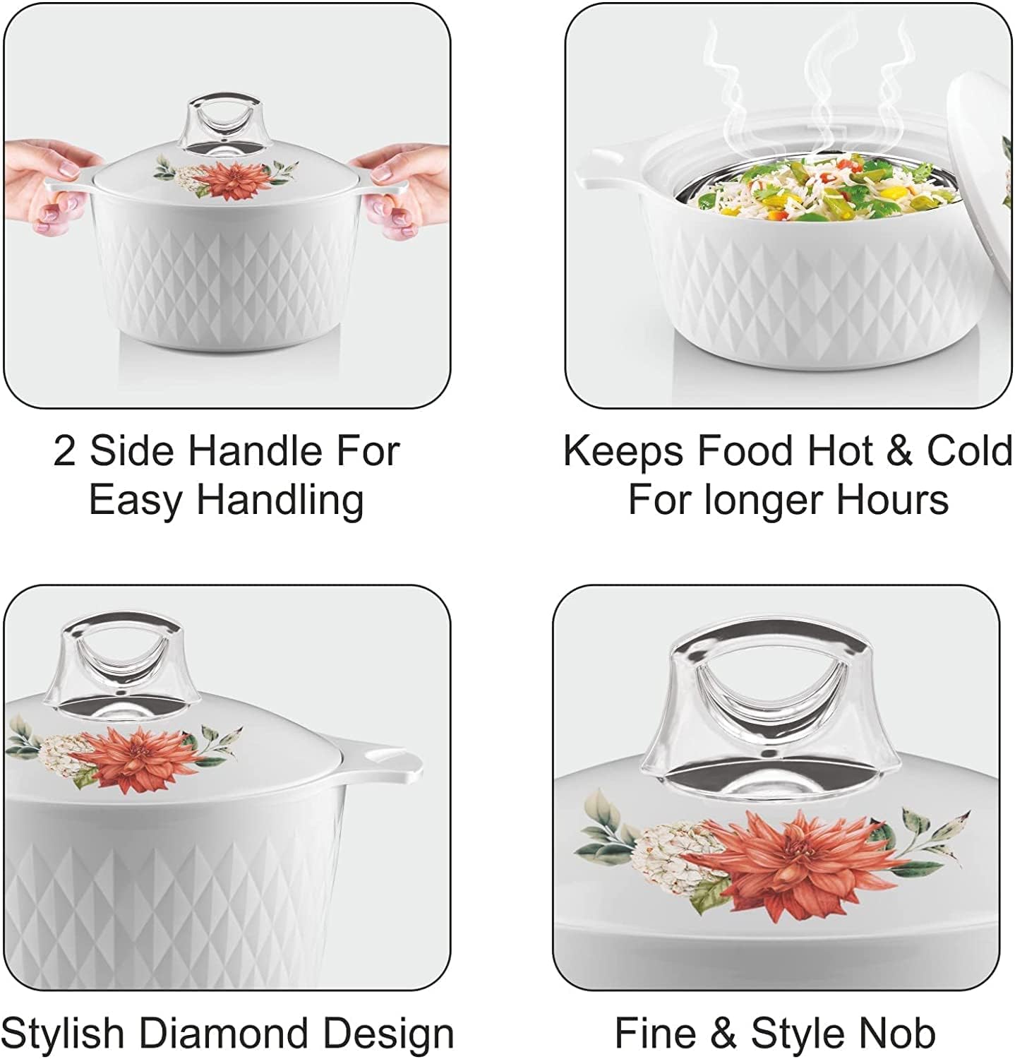 Tmvel Cacerola Hotpot, olla caliente aislada de acero inoxidable, calentador de alimentos, mantiene la comida caliente durante horas (84.5 fl oz,