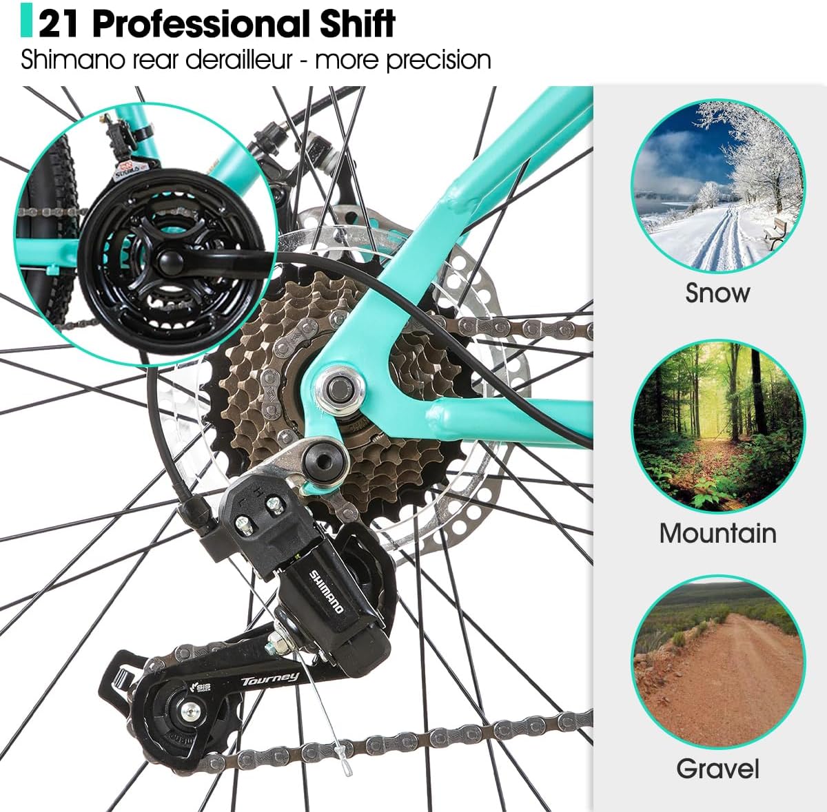 Hiland – Bicicleta de montaña de 26 pulgadas para mujer, con marco pasante, Shimano 21 velocidades, horquilla de suspensión MTB, bicicleta para