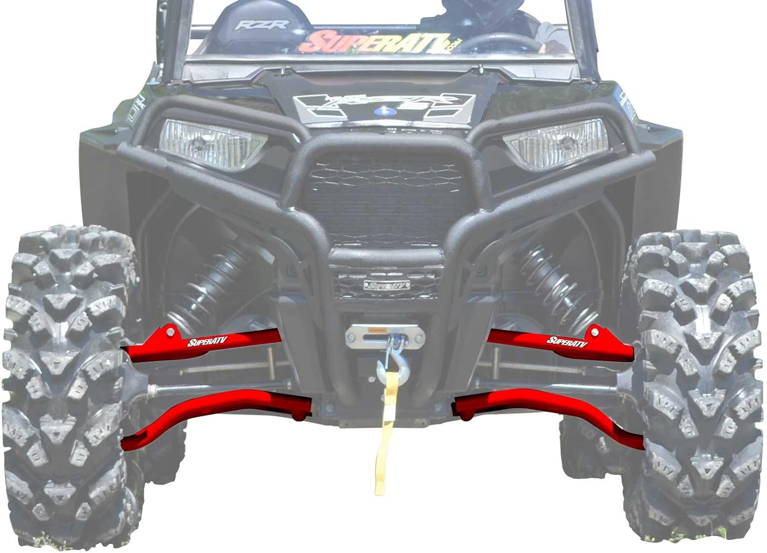 SuperATV Brazos A de alta holgura de alta resistencia de 1.5 pulgadas para Polaris RZR S 10002019-2020 S4 1000 – Rojo