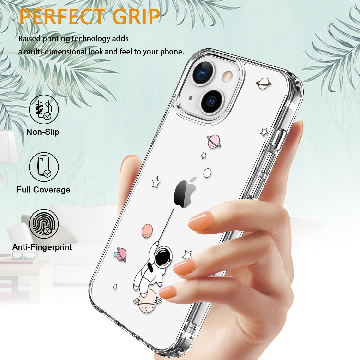 LUHOURI Funda para iPhone 15 con protector de pantalla  Funda duradera transparente  Diseños de moda para mujeres y niñas  Funda protectora delgada