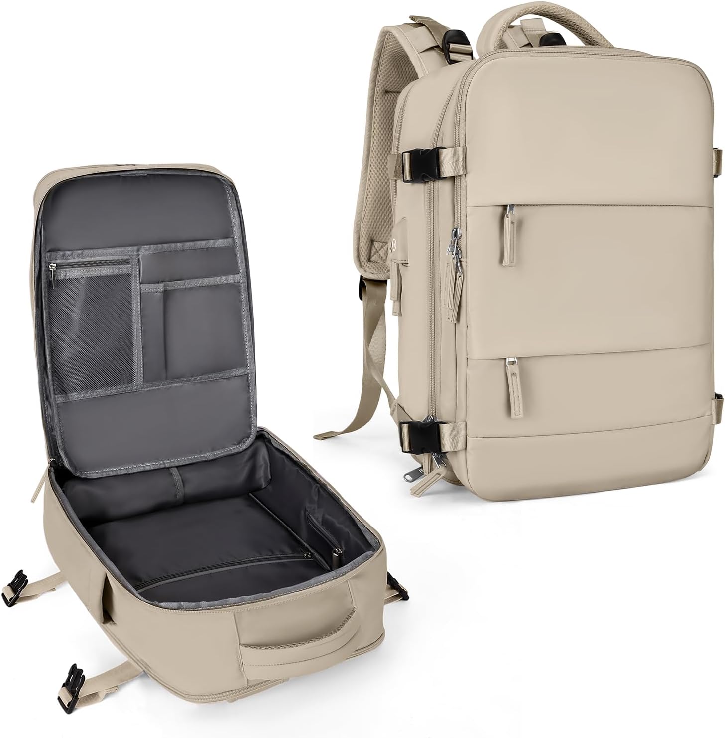 coowoz Mochila de viaje grande para mujeres y hombres,Mochila de transporte,Mochila de senderismo impermeable para deportes al aire libre, Caqui,