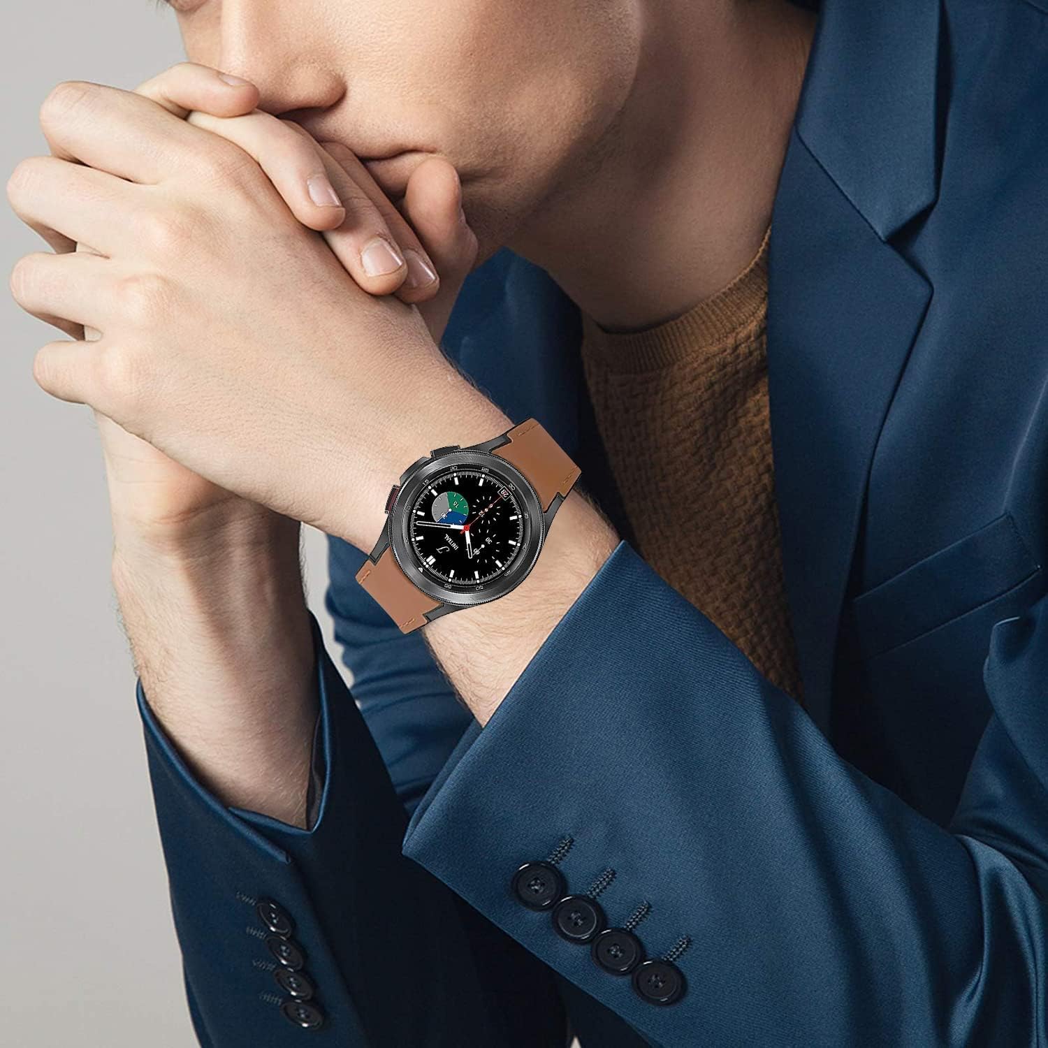 VQ – Correas de piel sintética compatibles con Samsung Galaxy Watch 4 Band 1.575 in 1.732 in, 0.787 in, correa de repuesto deportiva ajustable,