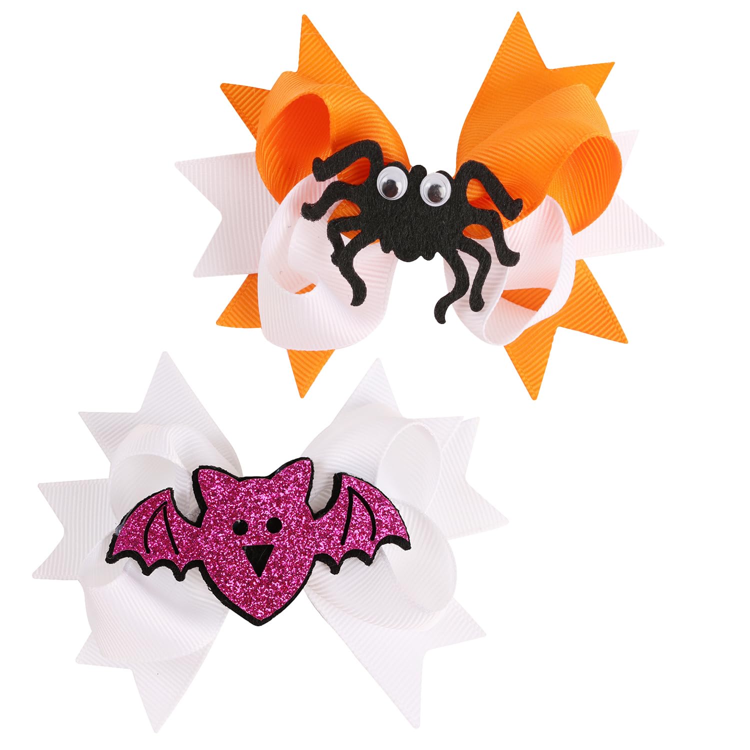 Horquillas de Halloween con purpurina para el pelo de murciélago púrpura murciélago araña 3D accesorios para el cabello de Halloween para niñas y
