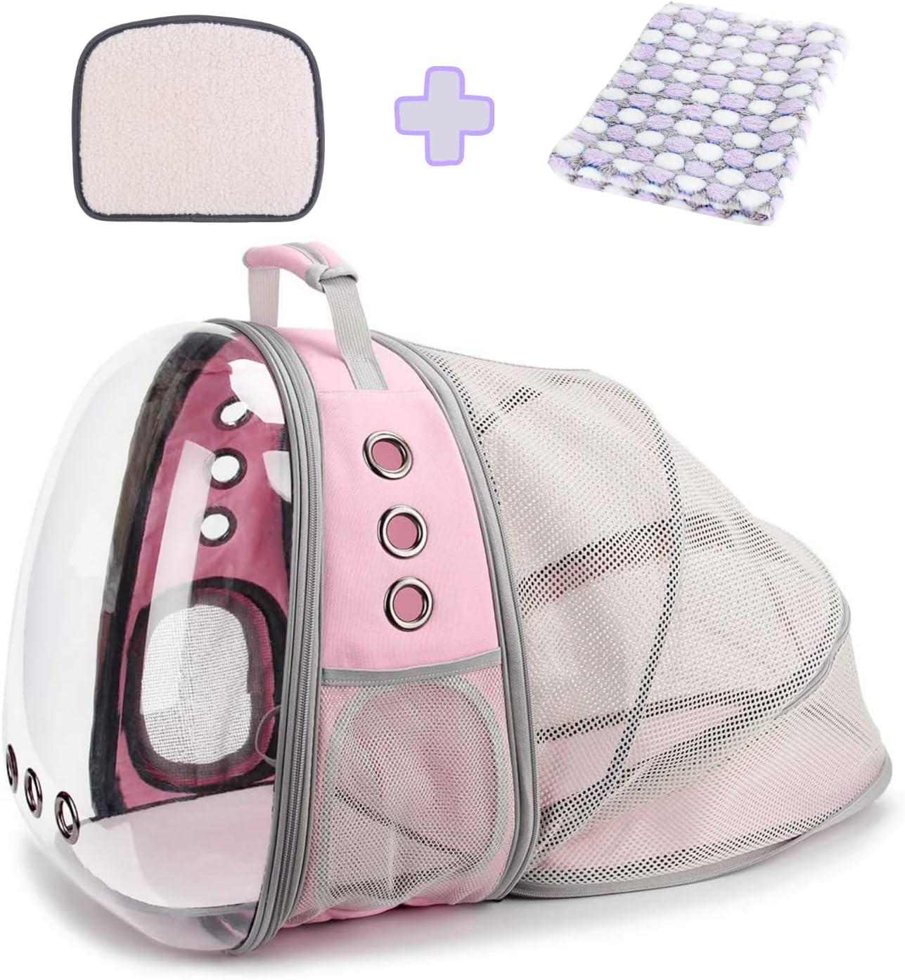 Lollimeow – Mochila para transporte de mascotas, mochila de burbuja para transportar gatos y cachorros, aprobada para aerolíneas, diseñada para
