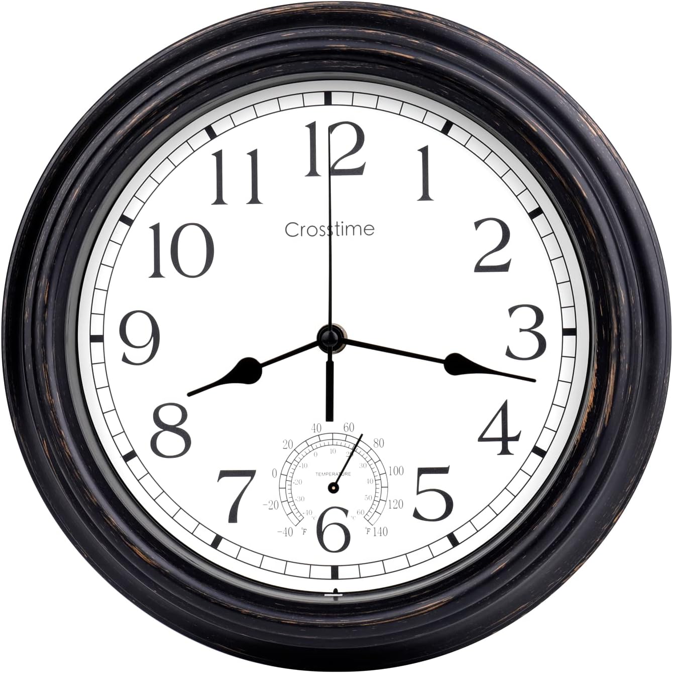 Reloj de pared retro de 12 pulgadas para interiores y exteriores, impermeable, con termómetro, para patio, piscina, jardín, hogar, bronce
