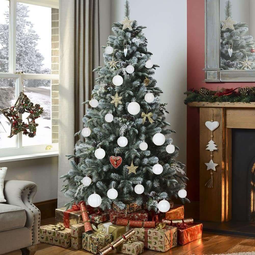 Adornos de bolas de Navidad blancas de 1.57 pulgadas, 40 piezas inastillables, juego de adornos de bolas de Halloween, adornos blancos para árbol de