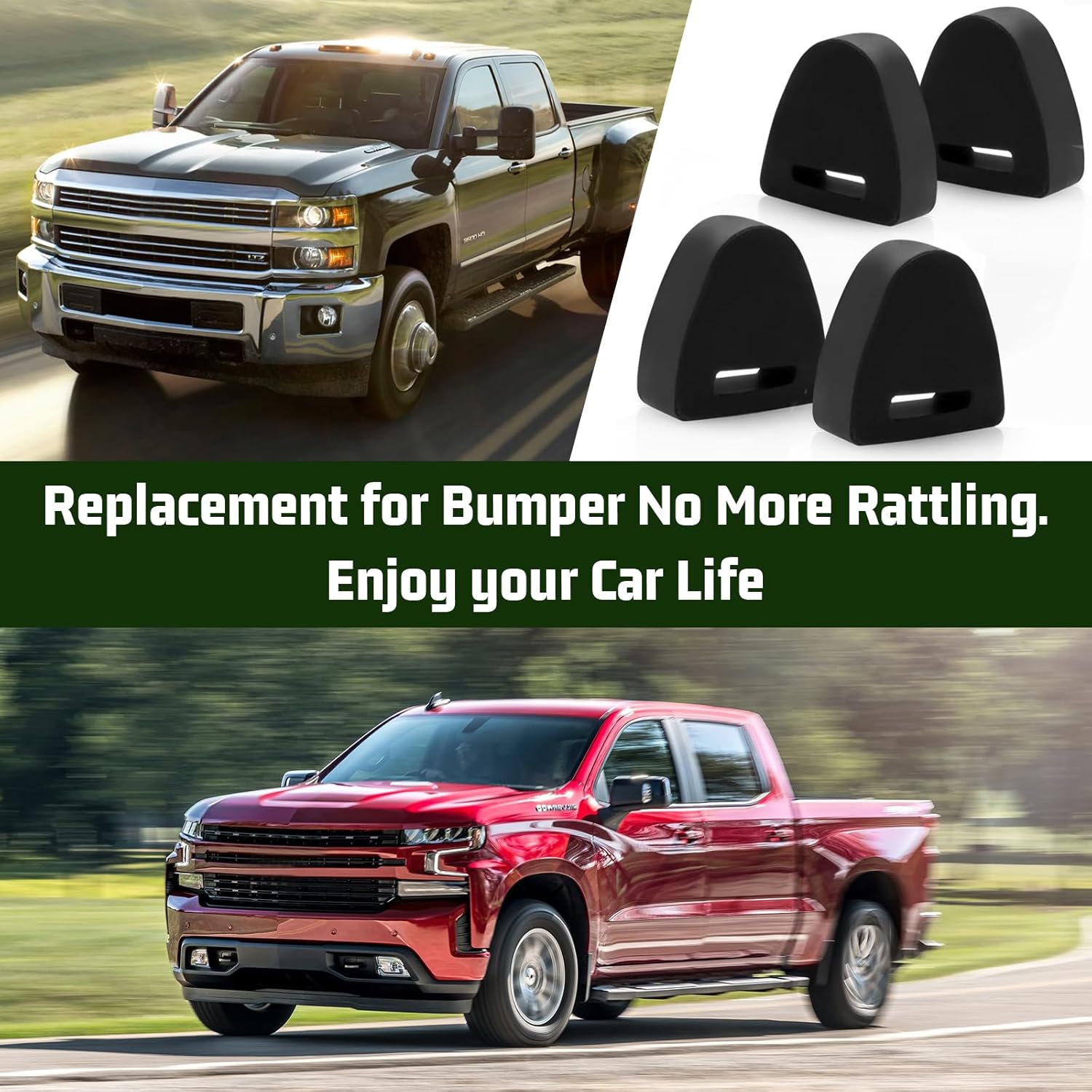16633065 Parachoques de tope de puerta trasera para parachoques de goma derecho o izquierdo – Compatible con Chevy Silverado Si-er-ra Pickup