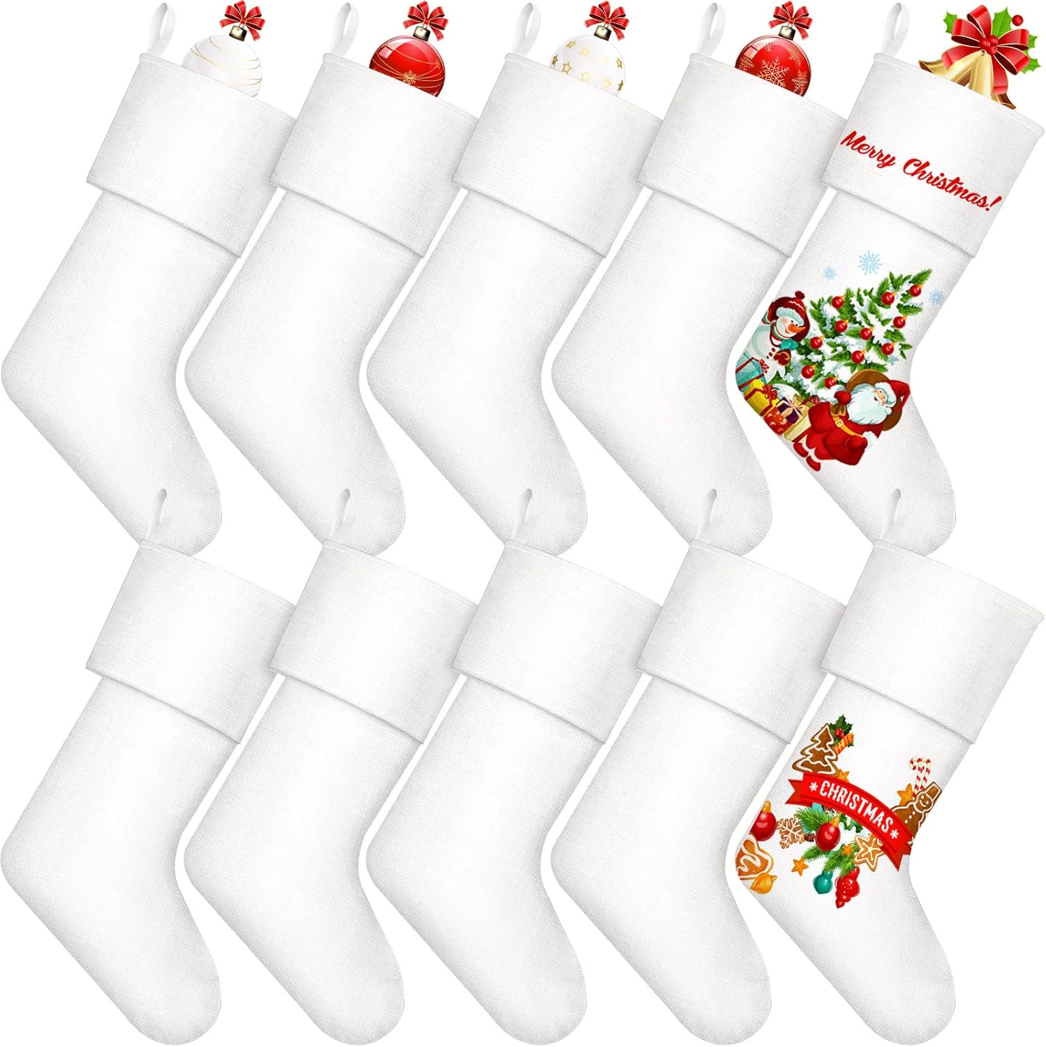 Shappy 10 medias de arpillera de sublimación de Navidad, para colgar en la chimenea, lisas, decorativas, para manualidades, decoración de
