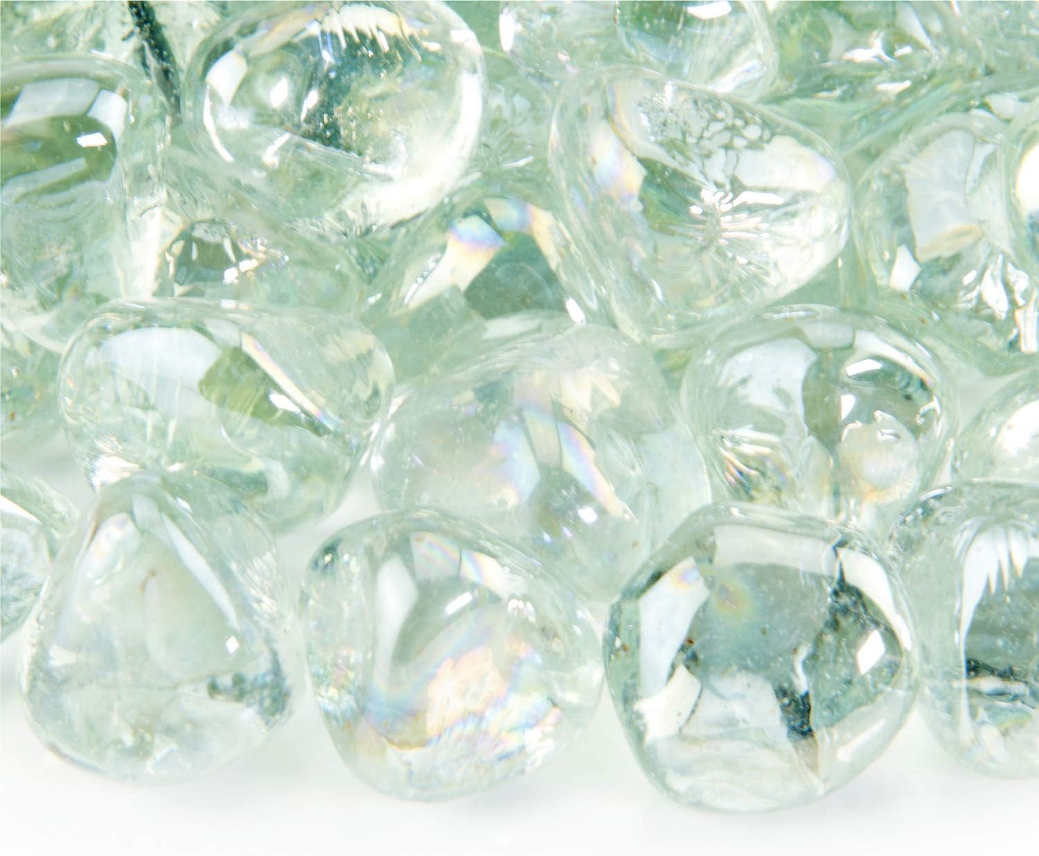 Arctic Ice – Diamantes de vidrio de fuego para hogueras o chimeneas de interiores y exteriores  10 libras  1 pulgada