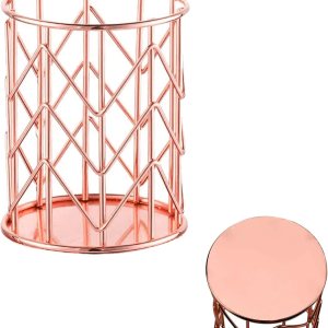 Soporte para lápices de malla metálica de alambre de oro rosa, soporte para brochas de maquillaje, organizador de bolígrafos, accesorios para Soporte para lápices de malla metálica de alambre de oro rosa, soporte para brochas de maquillaje, organizador de bolígrafos, accesorios para
