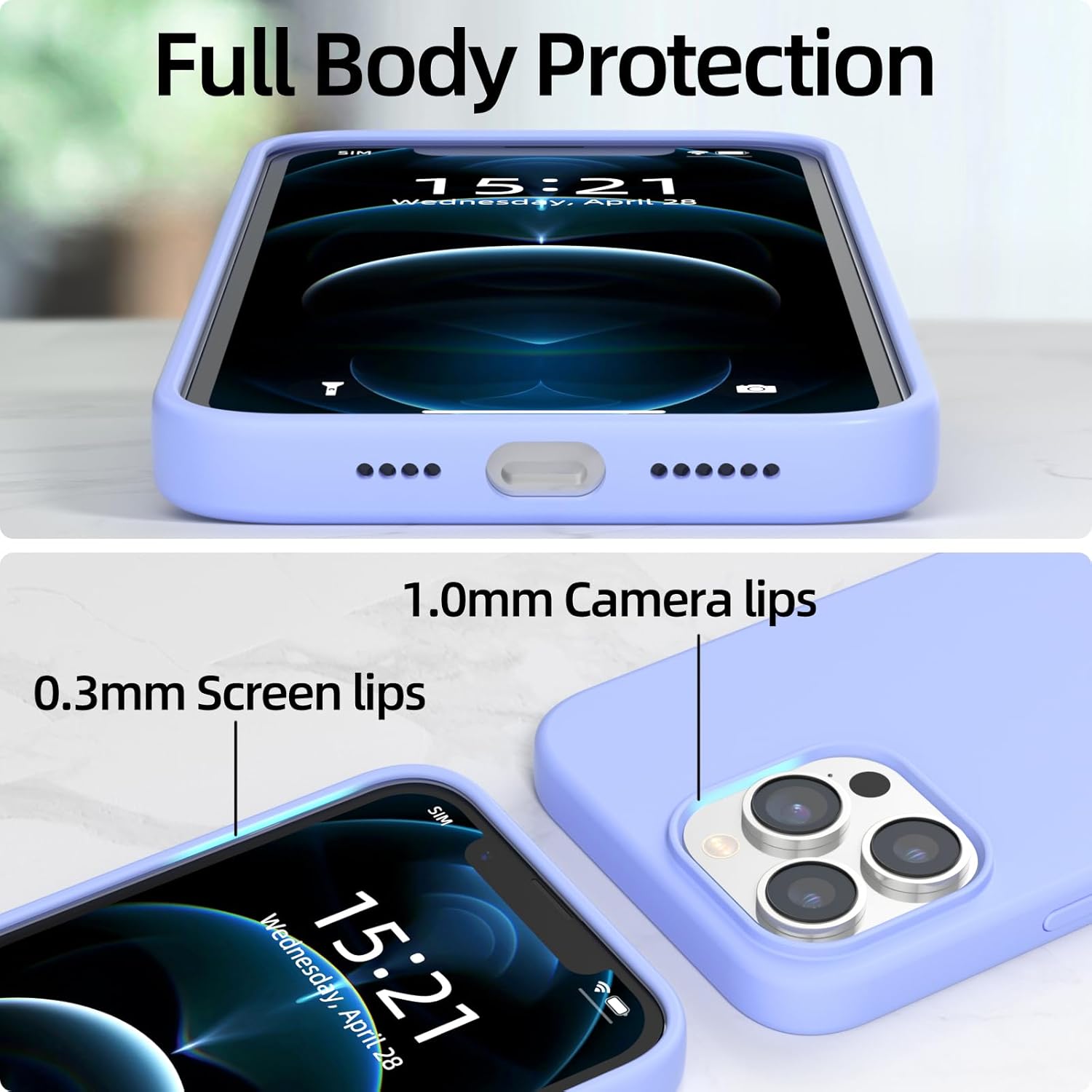 Funda para iPhone 12 Pro Max, silicona líquida de alta calidad, funda protectora de cuerpo completo a prueba de caídas, forro de microfibra suave