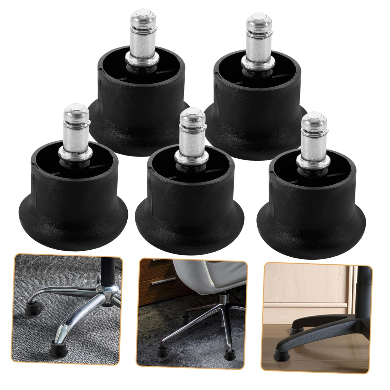 FUNOMOCYA 5 piezas de silla de oficina, sin ruedas, cilindro de repuesto para silla estacionaria, ruedas de repuesto para silla de oficina, tapón,