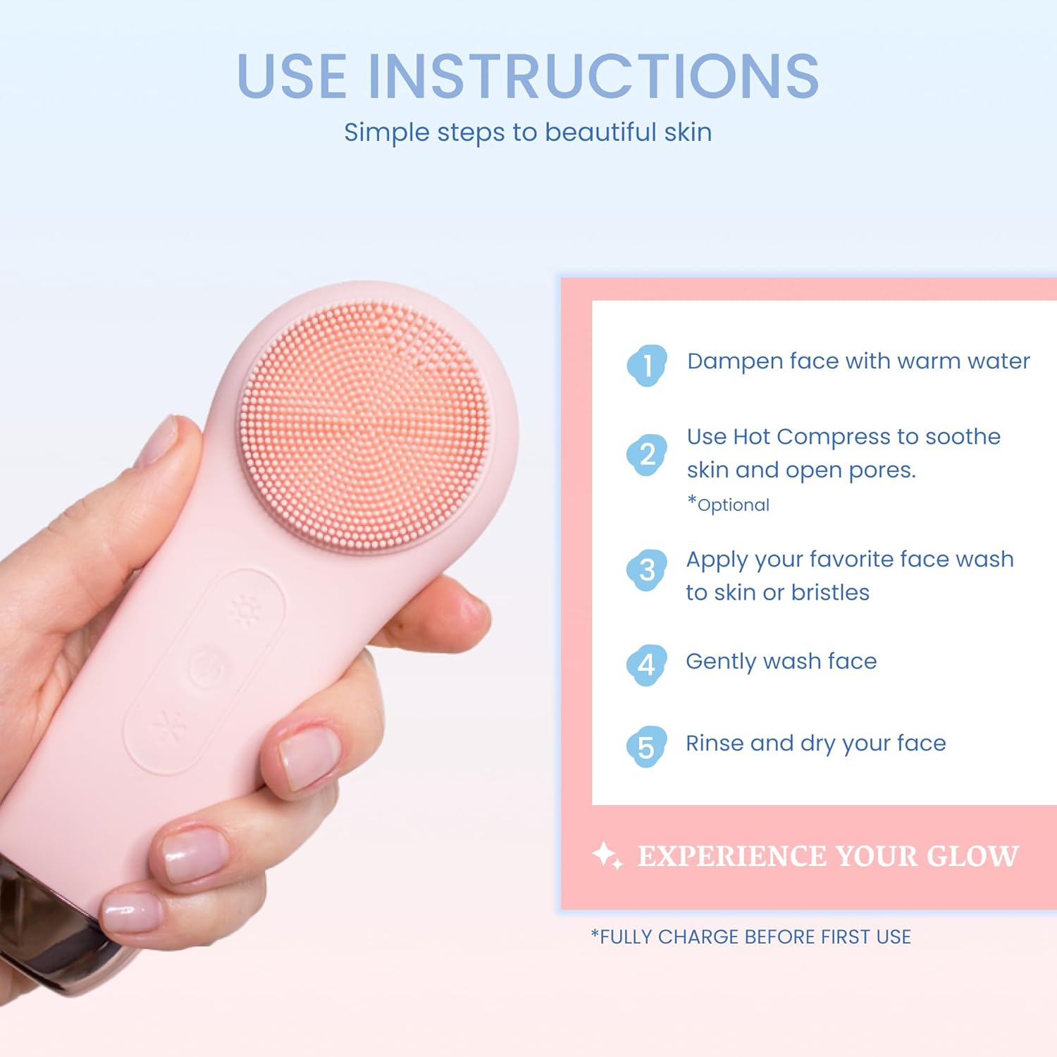 More Life Clarity – Cepillo de limpieza facial avanzado 3 en 1 con soporte de carga, limpiador facial eléctrico recargable en caliente y frío de
