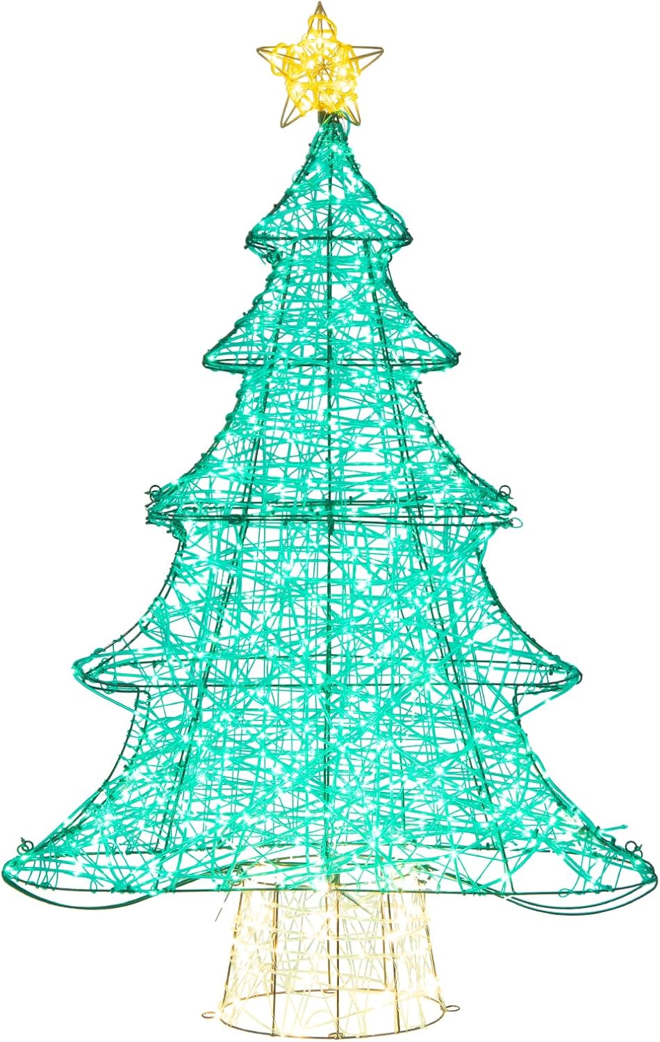 Tangkula Árbol de Navidad artificial iluminado de 4 pies, decoración de árbol de Navidad con 520 luces LED, estrella superior, cadena de luz