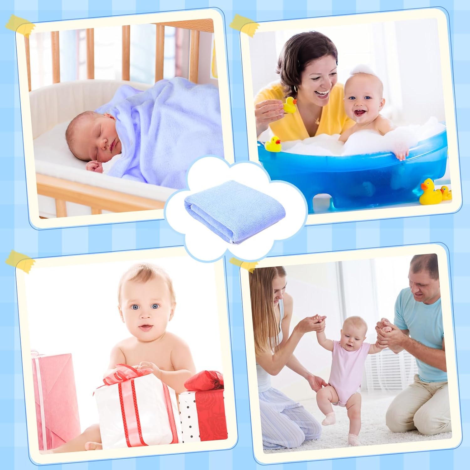 Peryiter 12 toallas con capucha para bebé, acogedoras y absorbentes, toallas de baño de vellón coral para niños, manta de baño con orejas suaves