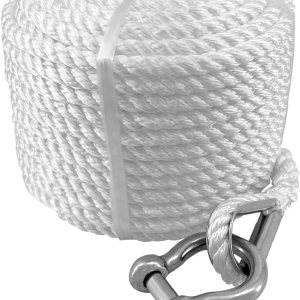 ISURE MARINE Cuerda de anclaje de nailon trenzado sólido (38″ x 100′) Cuerda de anclaje para barco con dedal y grillete de acero inoxidable ISURE MARINE Cuerda de anclaje de nailon trenzado sólido (38″ x 100′) Cuerda de anclaje para barco con dedal y grillete de acero inoxidable