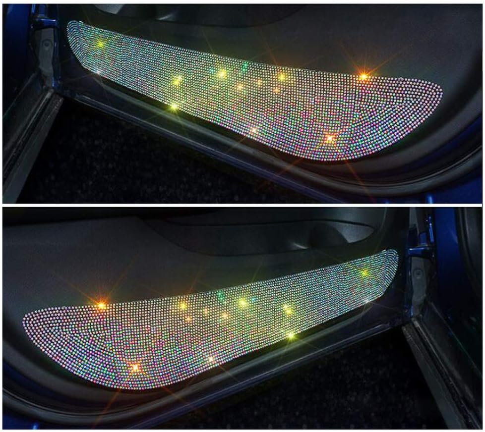 HappyERA Bling – Almohadilla protectora para puerta de automóvil con diamantes de imitación de cristal, universal, anti-patadas, calcomanías sucias