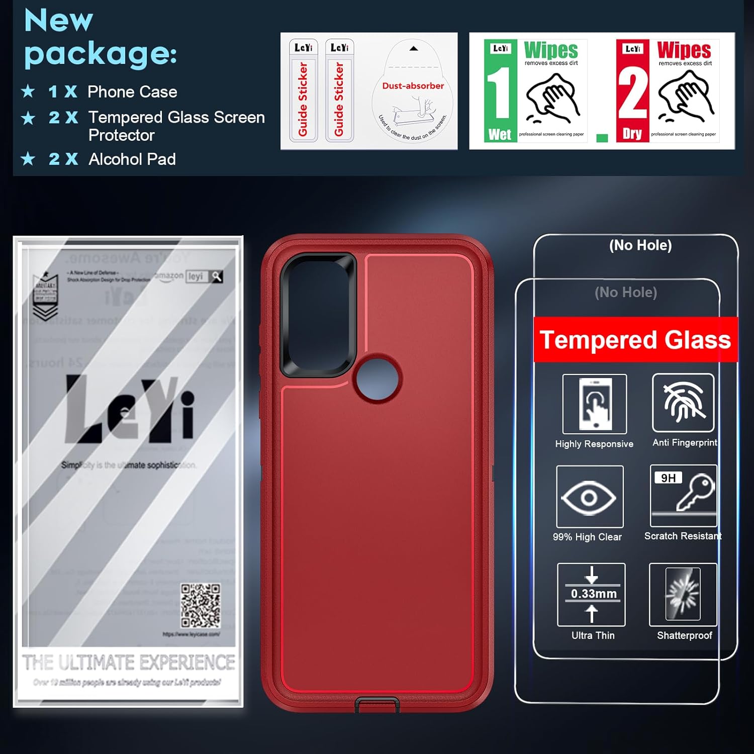 LeYi Funda para Moto G Play 2023 Funda para Motorola G Play 2023 con 2 protectores de pantalla, resistente 3 en 1 de grado militar, funda a prueba