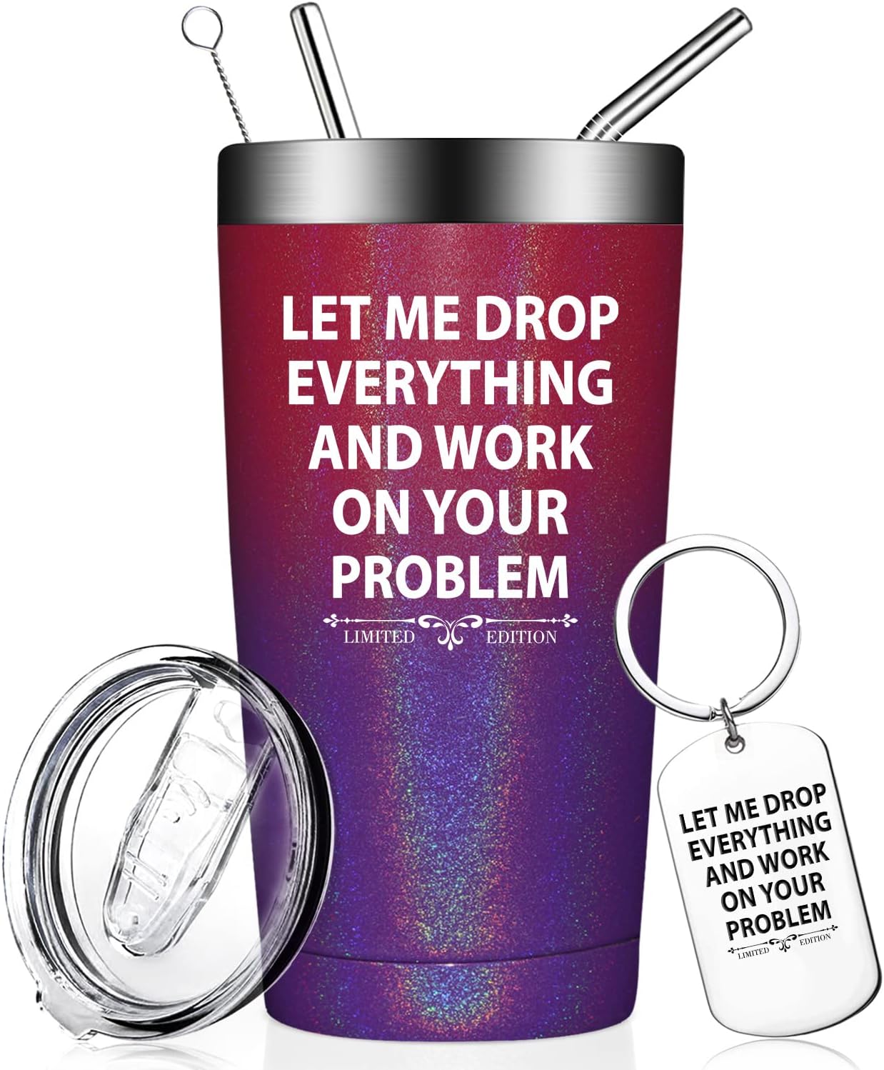 Fufandi Vaso con texto en inglés Let Me Drop Everything para mujer, regalos divertidos de cumpleaños para mujeres, regalos de Navidad para hermana,