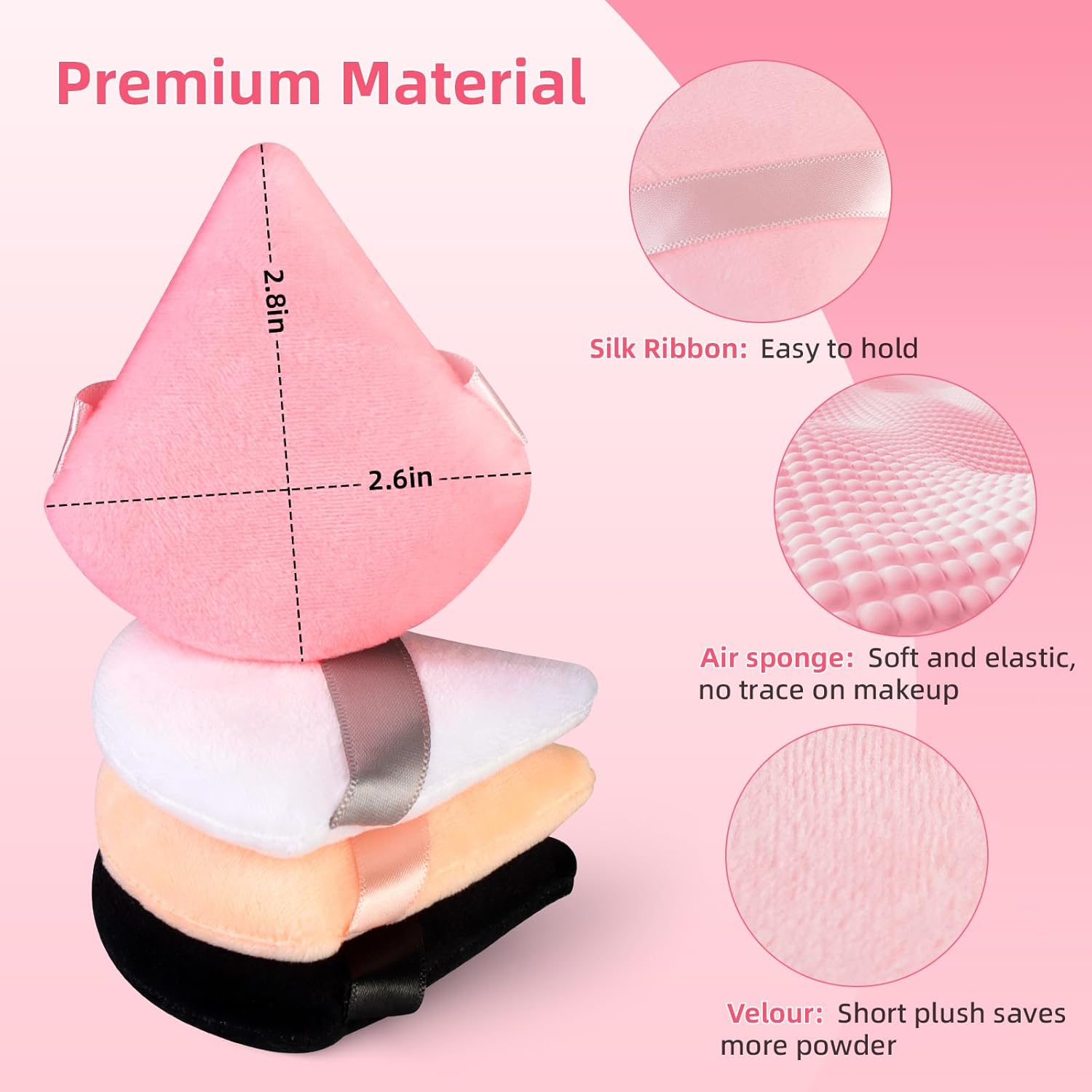 8 piezas triangulares de polvo facial con estuche, algodón suave triángulo de maquillaje de terciopelo, base cosmética, esponja licuadora,