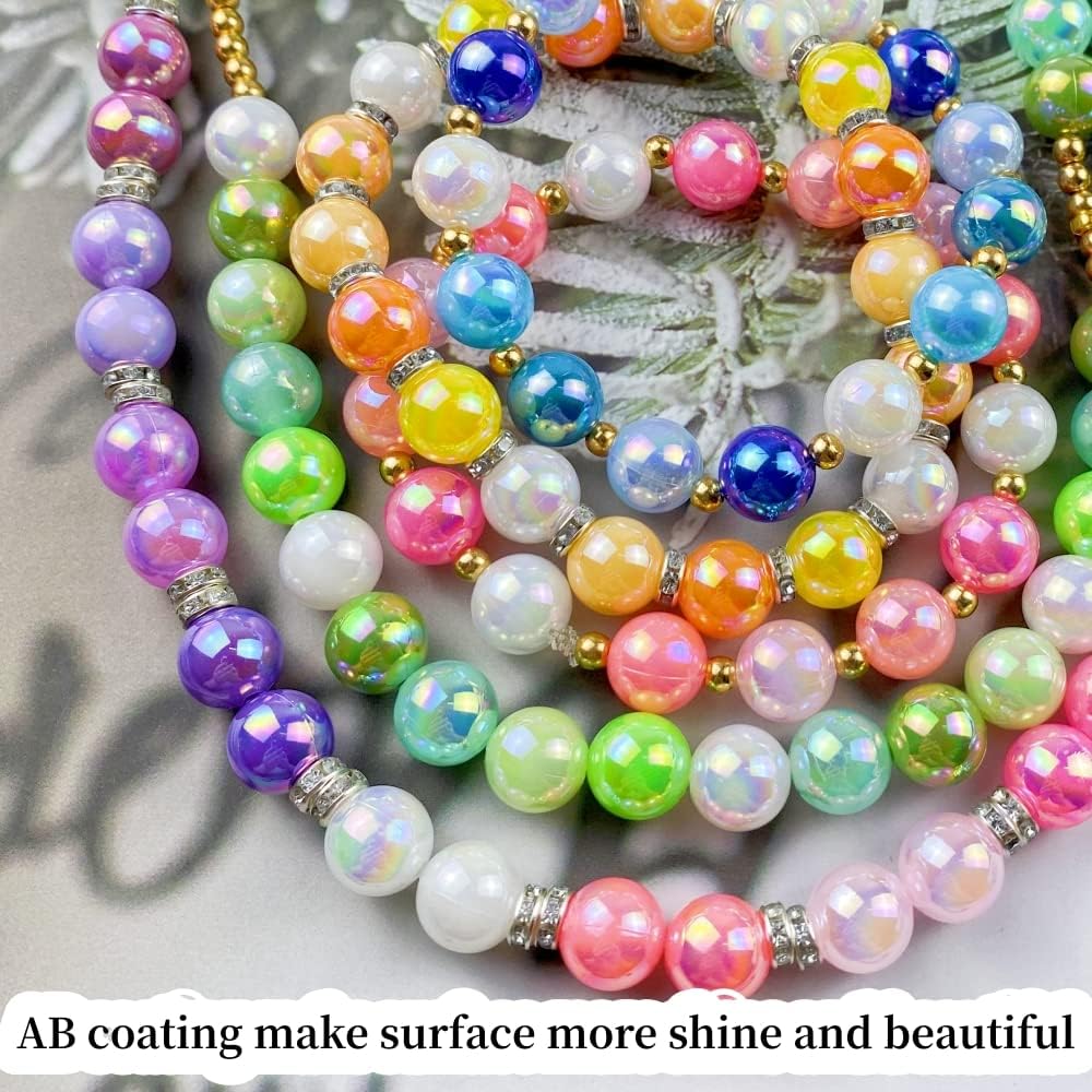 Cuentas de perlas, 300 cuentas de perlas para manualidades de 0.315 pulgadas (0.315 in), colores AB, perlas redondas sueltas con agujero para