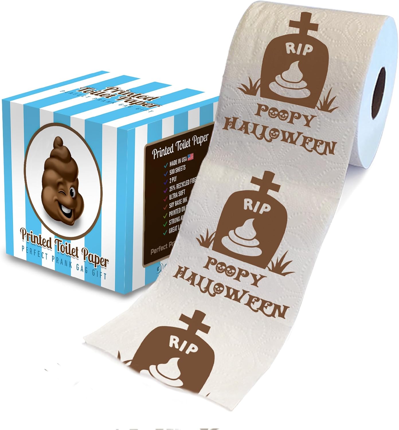 RIP – Papel higiénico impreso para Halloween, rollo de papel higiénico aterrador para sorpresa y divertido regalo novedoso para decoración
