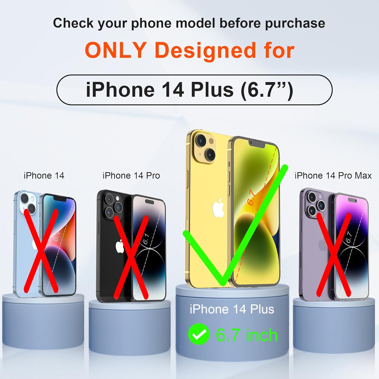 ORETECH Funda para iPhone 15 Plus iPhone 14 Plus, con 2 protectores de pantalla prueba de caídas de grado militar de 10 pies protección de cámara a