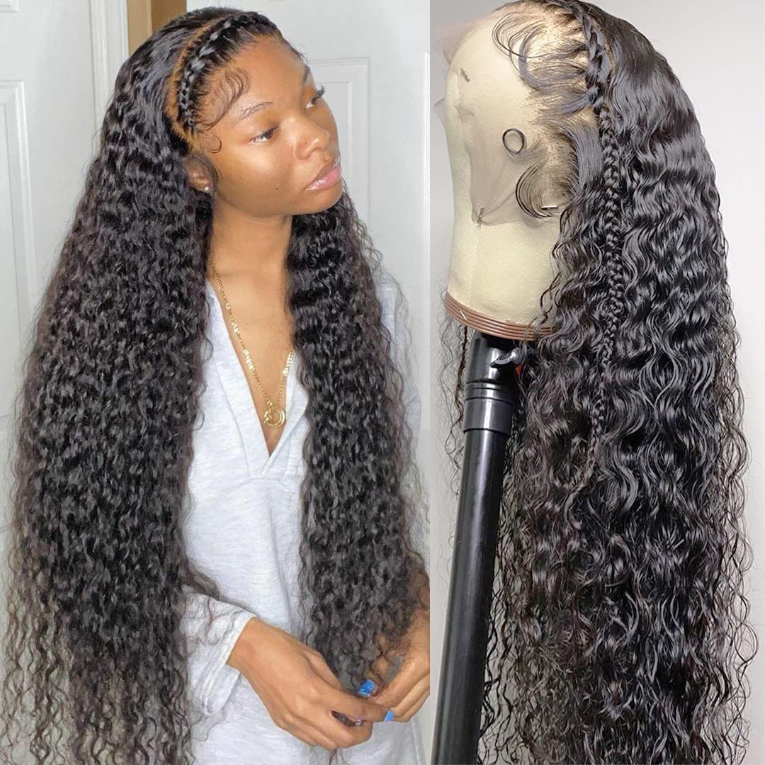 Peluca de cabello humano rizado con encaje frontal de 34 pulgadas, pelucas de cabello humano 10A con encaje frontal HD de 13 x 4 pulgadas,