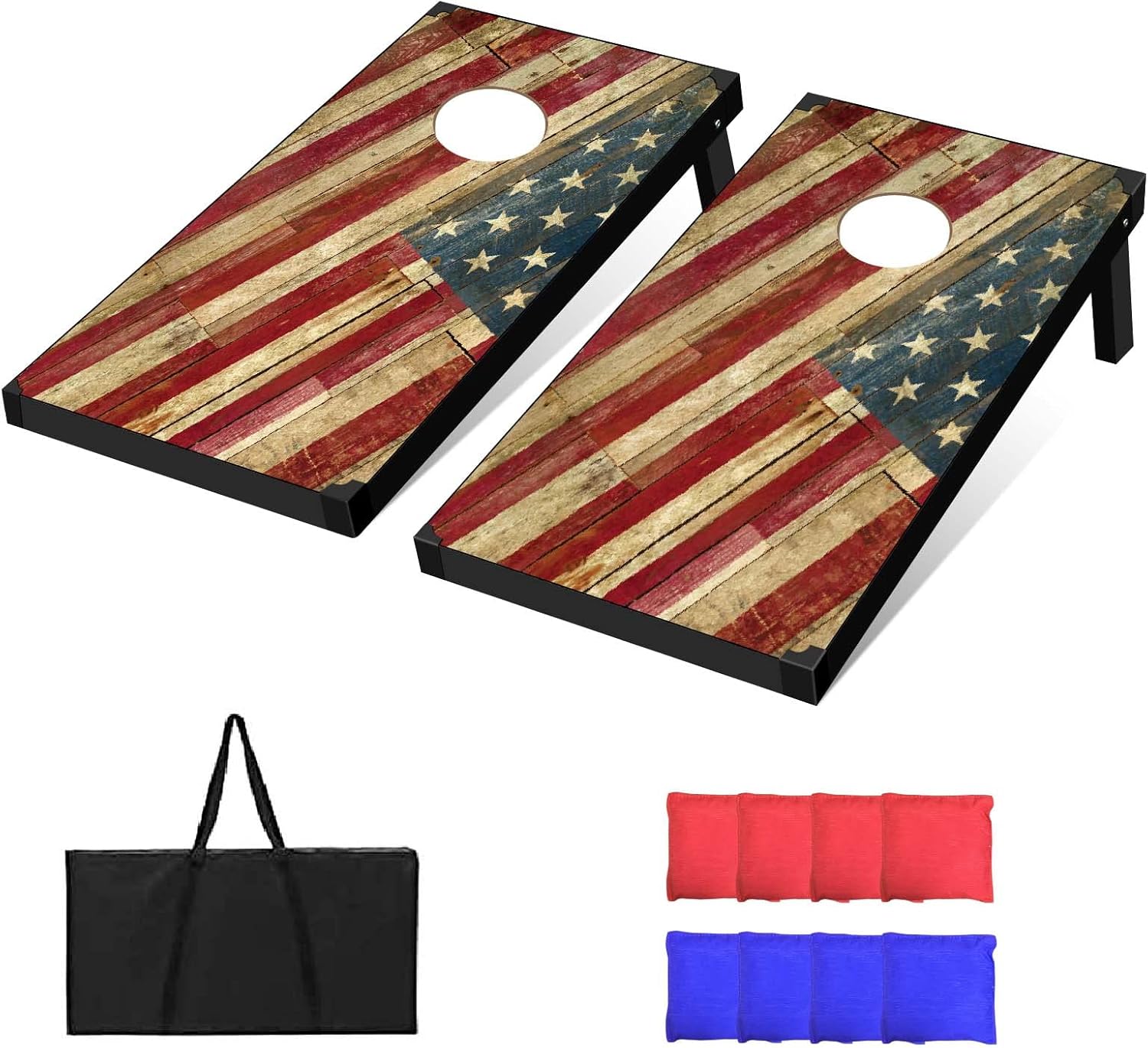 Juego de Corn Holes para exteriores juego de cornhole de 3 x 2 pulgadas, incluye 2 tablas de cornhole, 8 bolsas de frijoles de maíz para tableros de