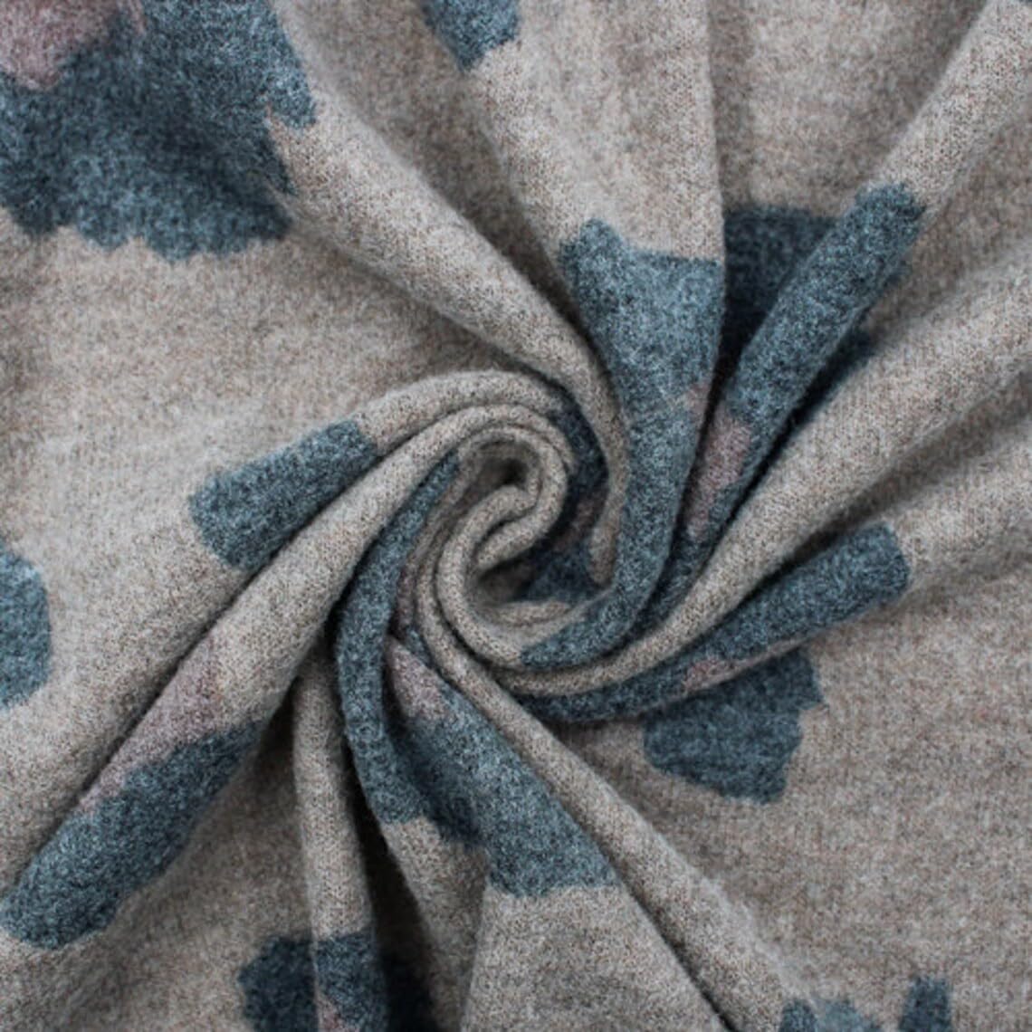 Stylish FABRIC Hacci Brush Jersey de lana similar al merino, estampado de leopardo elástico de 4 vías, tela de ropa, proyectos de bricolaje para el