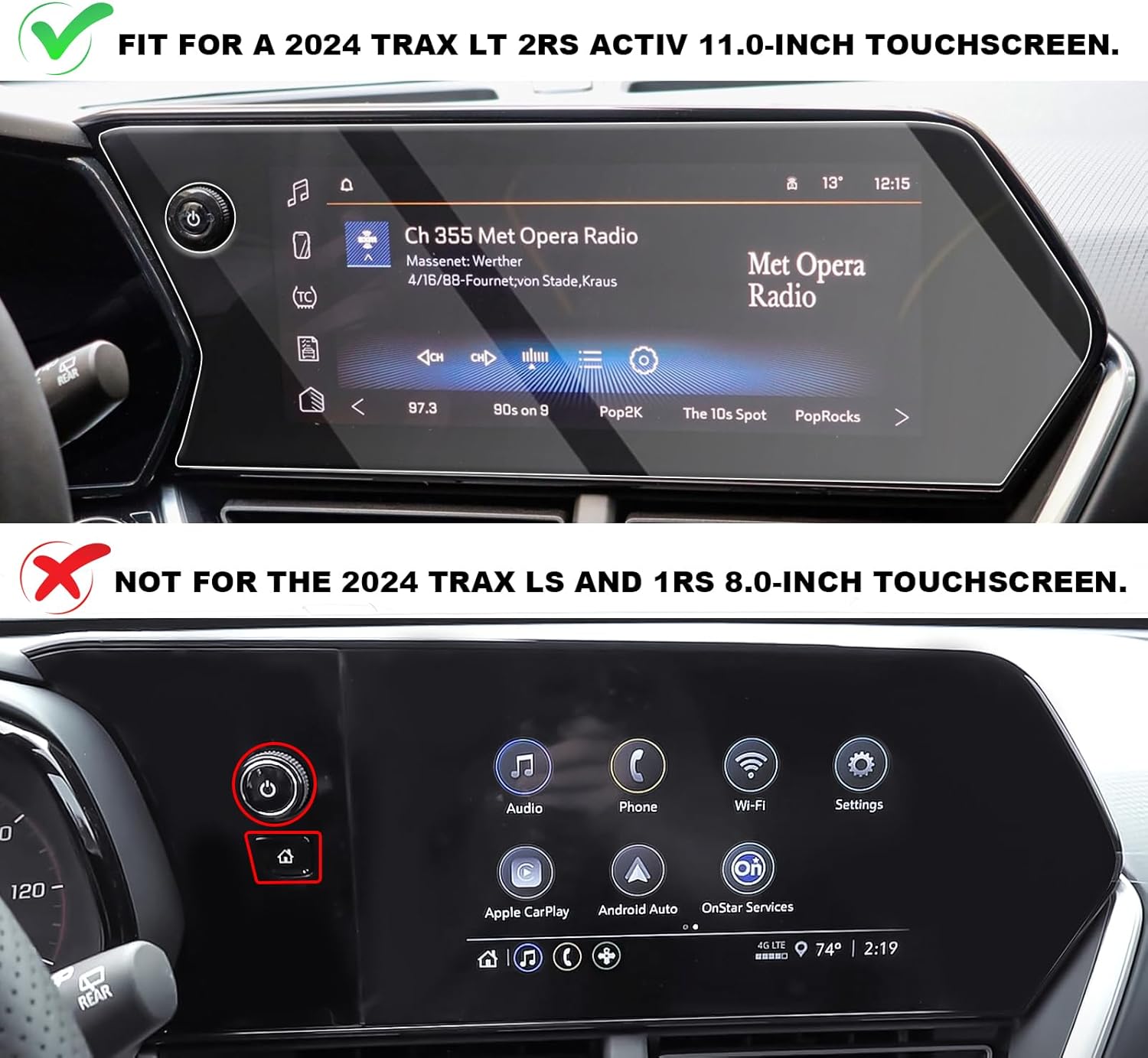 CDEFG Protector de pantalla para Chevy Trax 2024 2024 Chevy Trax LT 2RS ACTIV Protector de pantalla de vidrio templado de 11 pulgadas, láminas de