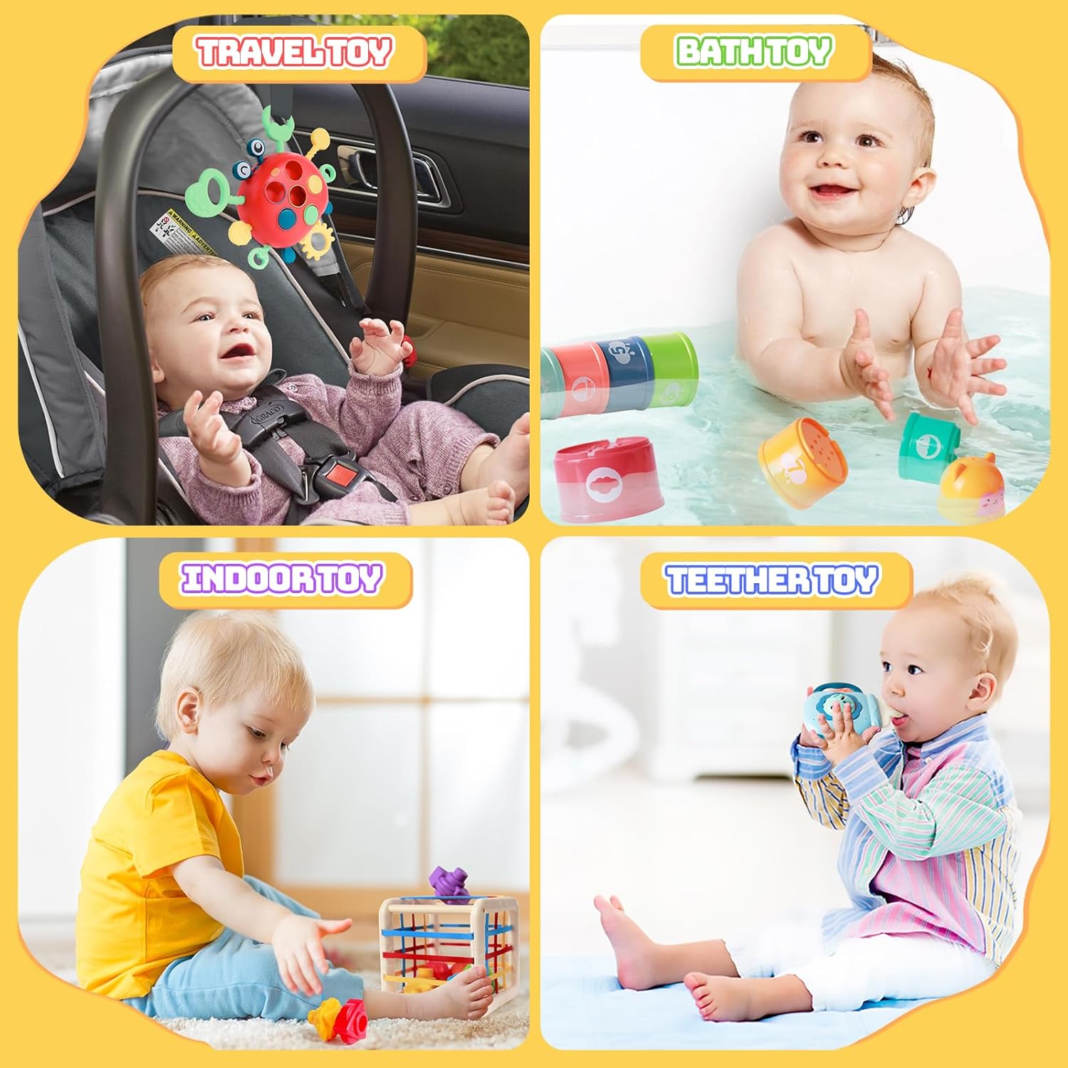 Juguetes para bebés 5 en 1 de 6 a 12 a 18 meses, juguetes Montessori para niños de 1 año, juguetes sensoriales para bebés, caja de pañuelos para