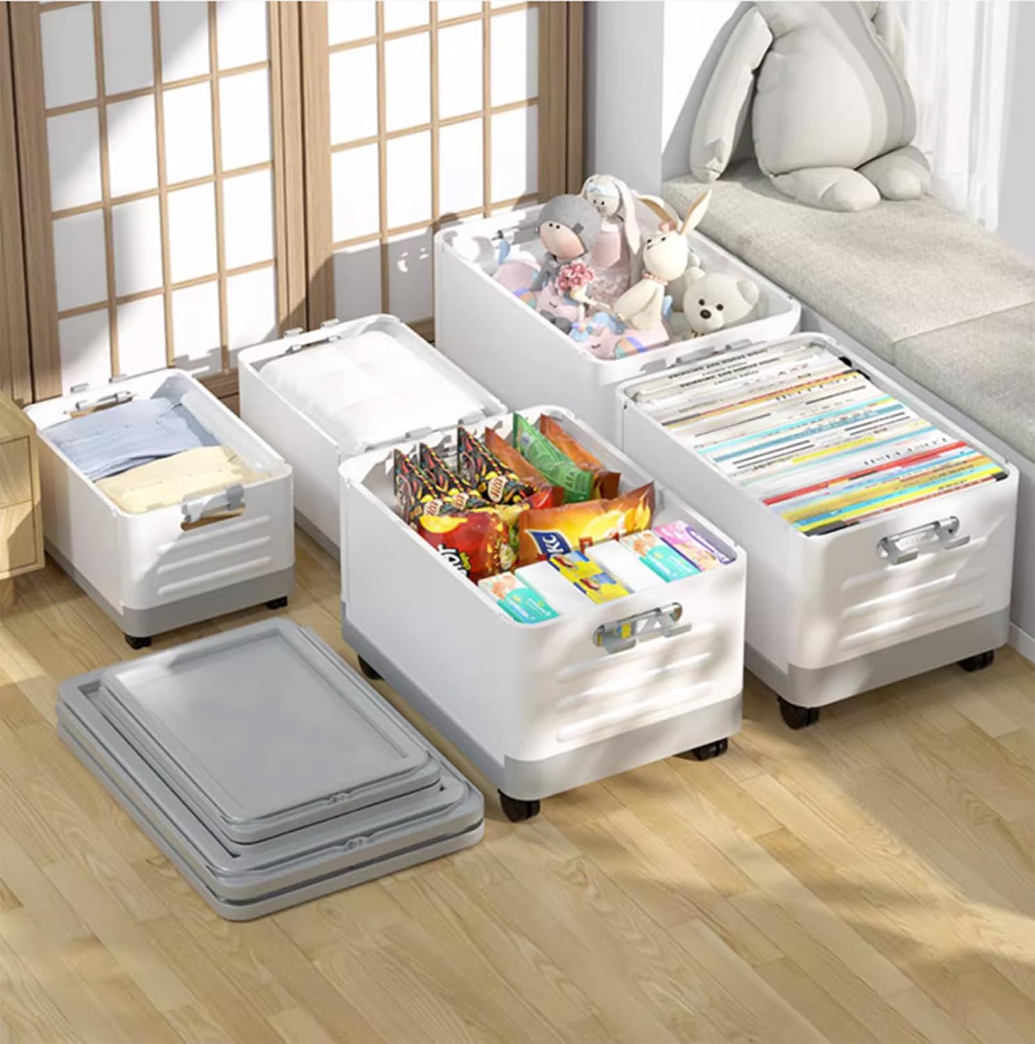 Cajas de almacenamiento plegables, cajas de almacenamiento apilables, las tapas pueden ser cajas de almacenamiento plegables, cajas de