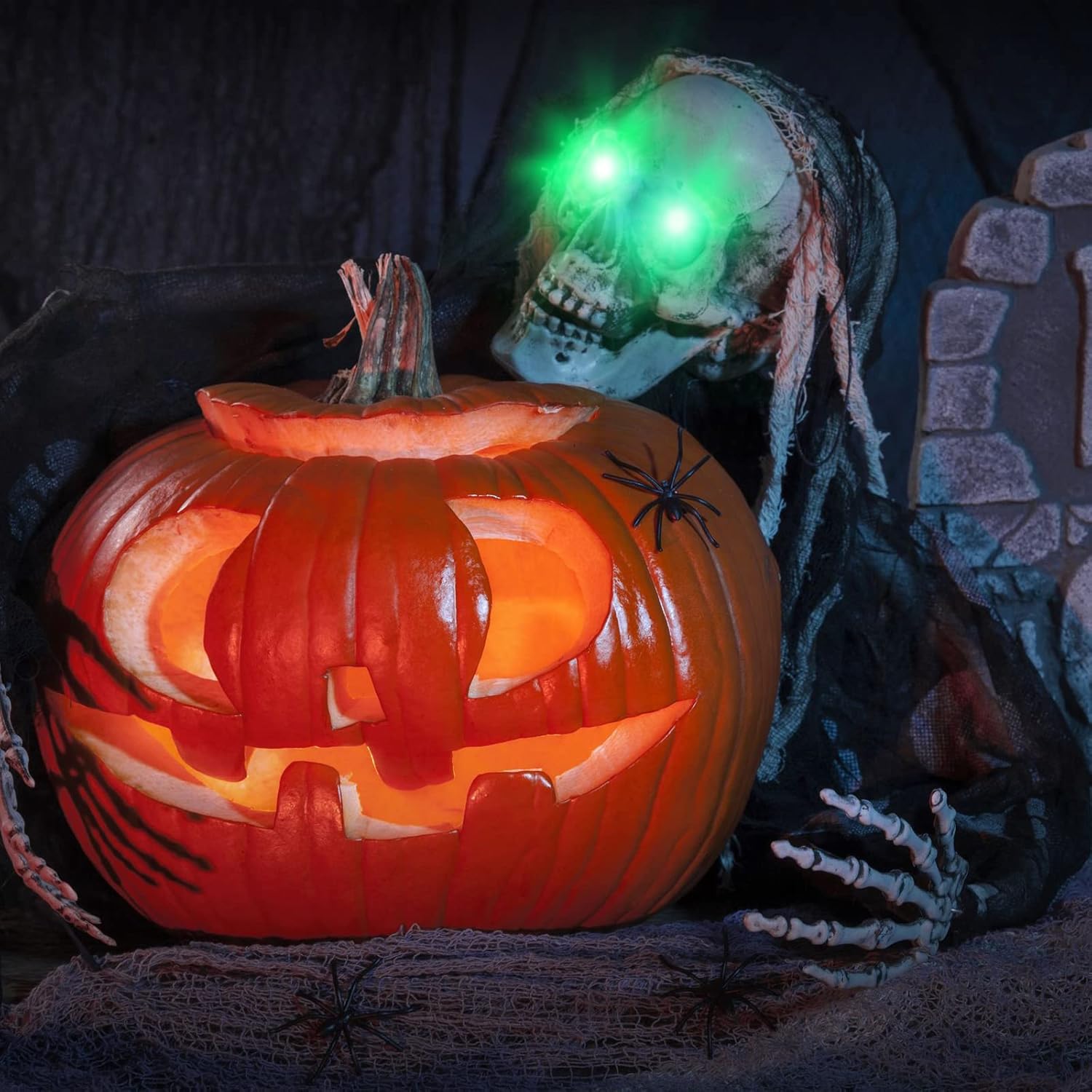 Jutom 3 Pieces Halloween Glowing Eyes for Mask Halloween LED Light up Prop Eyes Glasses with Effects Controller