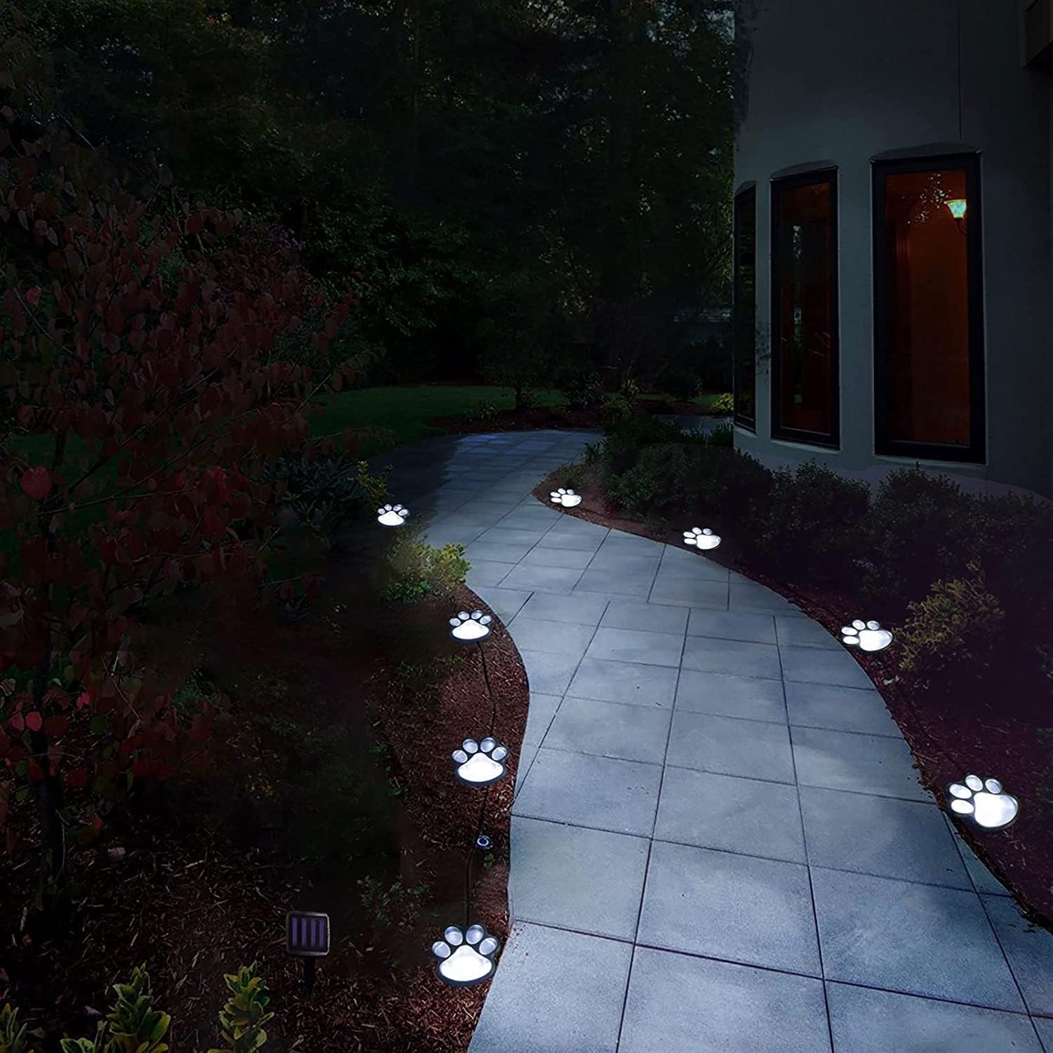 Luces solares de 16.8 pies, tira de luces solares de animales de gato y perro (juego de 8) decoración al aire libre, calienta a tu mascota y haz que