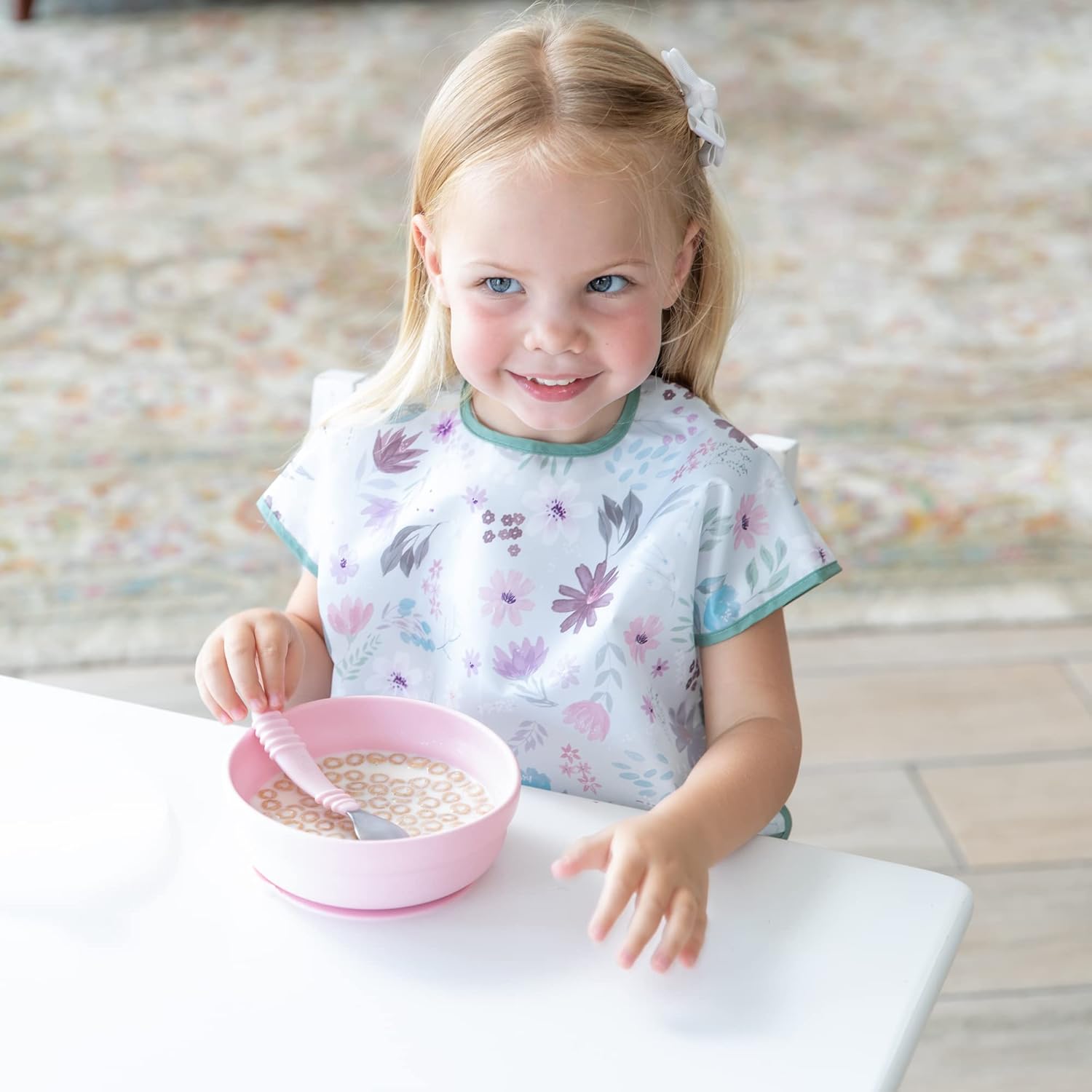 Bumkins Baberos para bebés y niños pequeños, baberos para niñas y niños, grandes para 1-3 años, babero impermeable de manga corta para niños