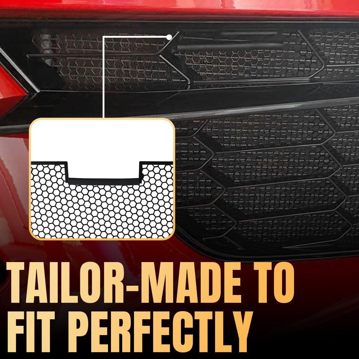 2 protectores de radiador exterior frontal, rejilla de ventilación de aluminio, cubierta protectora de panal de abeja para Corvette C8 C8 .R 2020