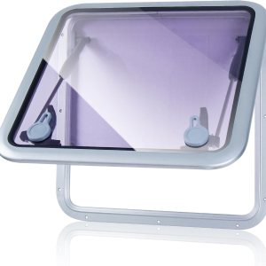 Amarine Made Tapas de escotilla de barco de aluminio anodizado, ventana de ojo de buey de 22.5 x 22.5 pulgadas, escotilla de cubierta de barco y Amarine Made Tapas de escotilla de barco de aluminio anodizado, ventana de ojo de buey de 22.5 x 22.5 pulgadas, escotilla de cubierta de barco y