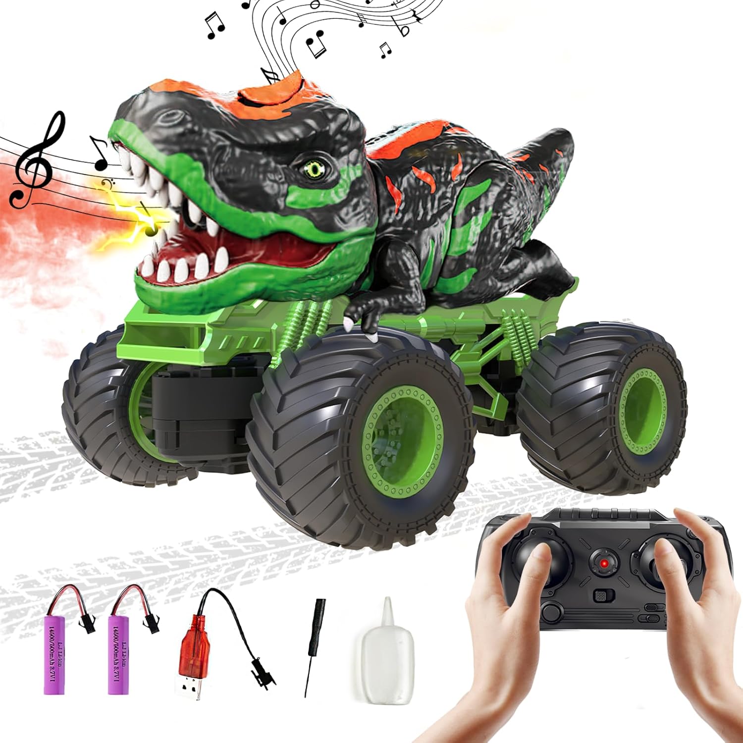 EPPO Auto de dinosaurio a control remoto para niños, camión de dinosaurio RC de 2.4 GHz, juguetes para niños pequeños de 3, 4, 5, 6, 7 años,