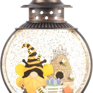 Gnomos de primavera, globo de nieve, gnomo de abeja de miel, decoración del Día Mundial de las Abejas, Temporizador de 6 horas, funciona con Gnomos de primavera, globo de nieve, gnomo de abeja de miel, decoración del Día Mundial de las Abejas, Temporizador de 6 horas, funciona con