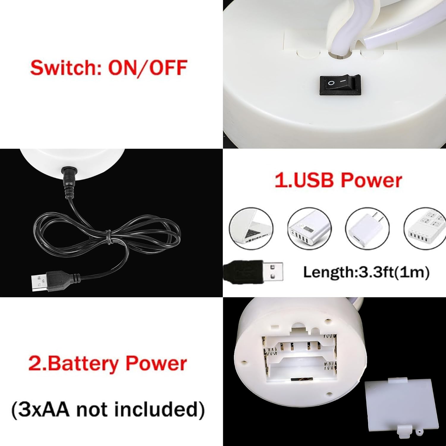 Luz de neón fantasma, luz de neón con pilas USB o 3 AA, decoración de mesa de luces LED, decoración de pared para dormitorio de niñas, regalo de