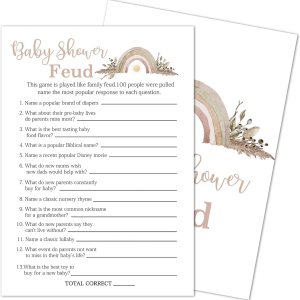 Baby Shower Feud Baby Shower Game, suministros para fiesta de revelación de género, decoraciones de fiesta floral arco iris, 30 tarjetas de juego, 1 Baby Shower Feud Baby Shower Game, suministros para fiesta de revelación de género, decoraciones de fiesta floral arco iris, 30 tarjetas de juego, 1