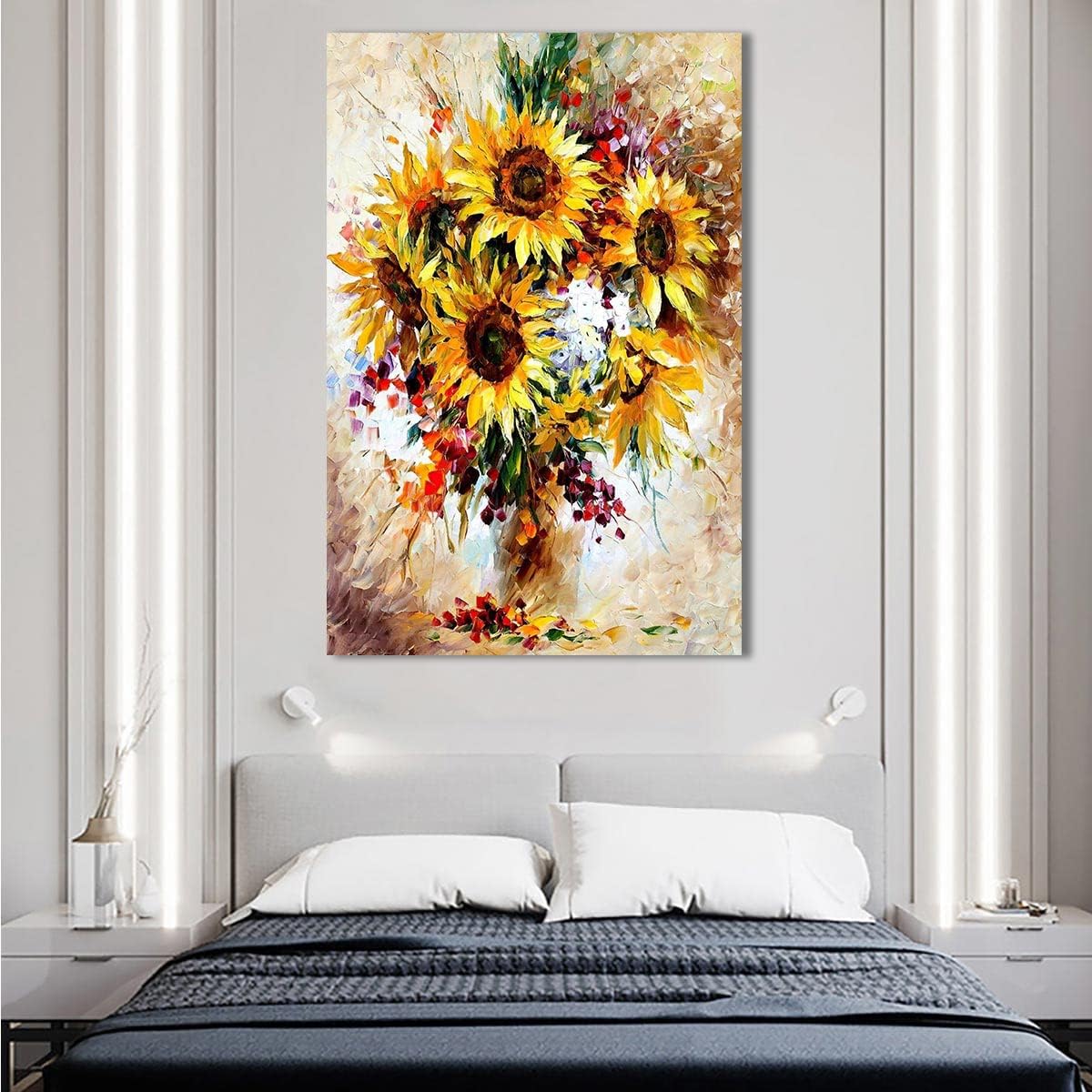 Pinturas al óleo de girasoles estilo Van Gogh, impresiones en lienzo florales modernas, pósteres estéticos, ilustraciones de flores sobre lienzo,