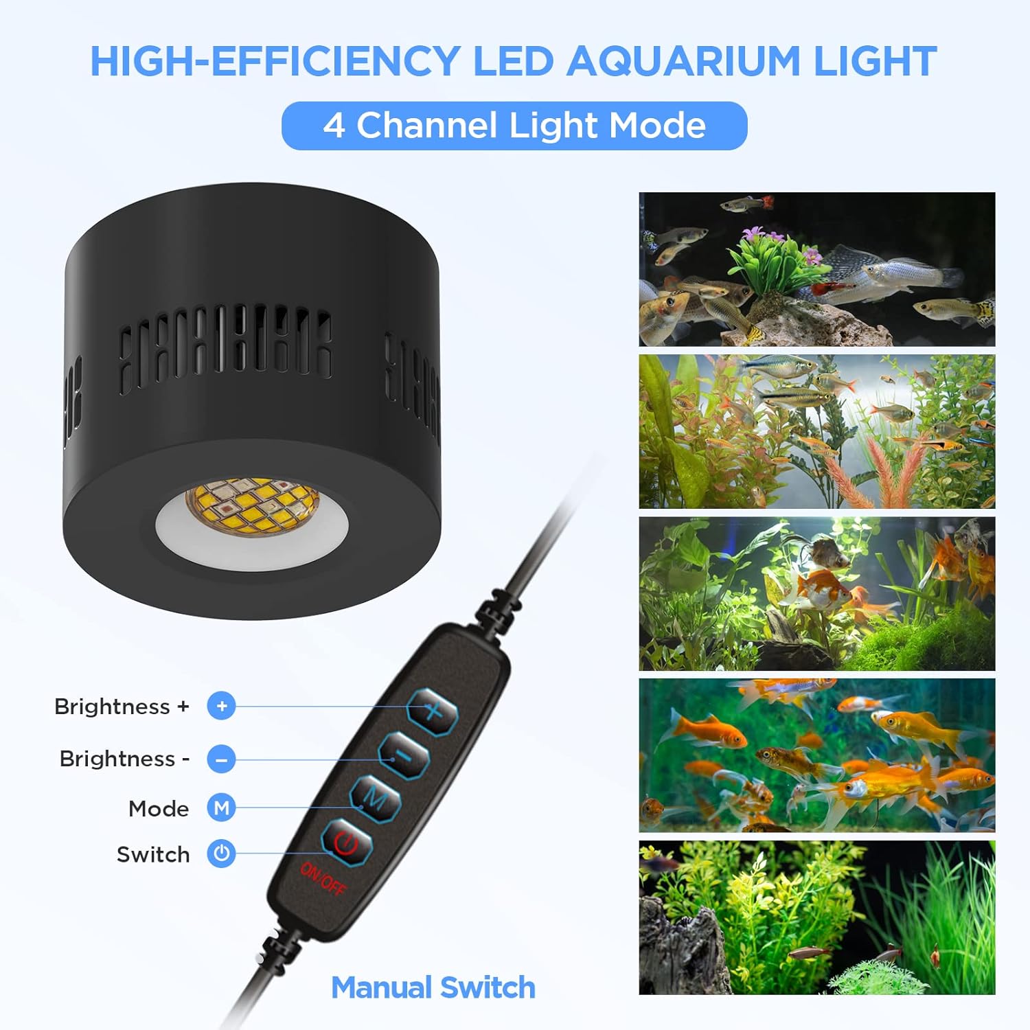 Lominie Luz LED para acuario, regulador de intensidad con control remoto 0-100% de brillo, 80 W, para tanque de peces plantado, lámpara de clip para